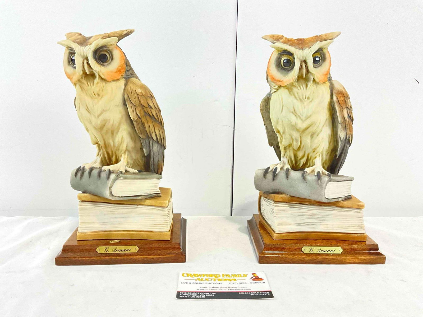Pair of Vintage Signed Giuseppe Armani Italian Ceramic Owl Statuettes. Excellent Condition. (1 of 7)