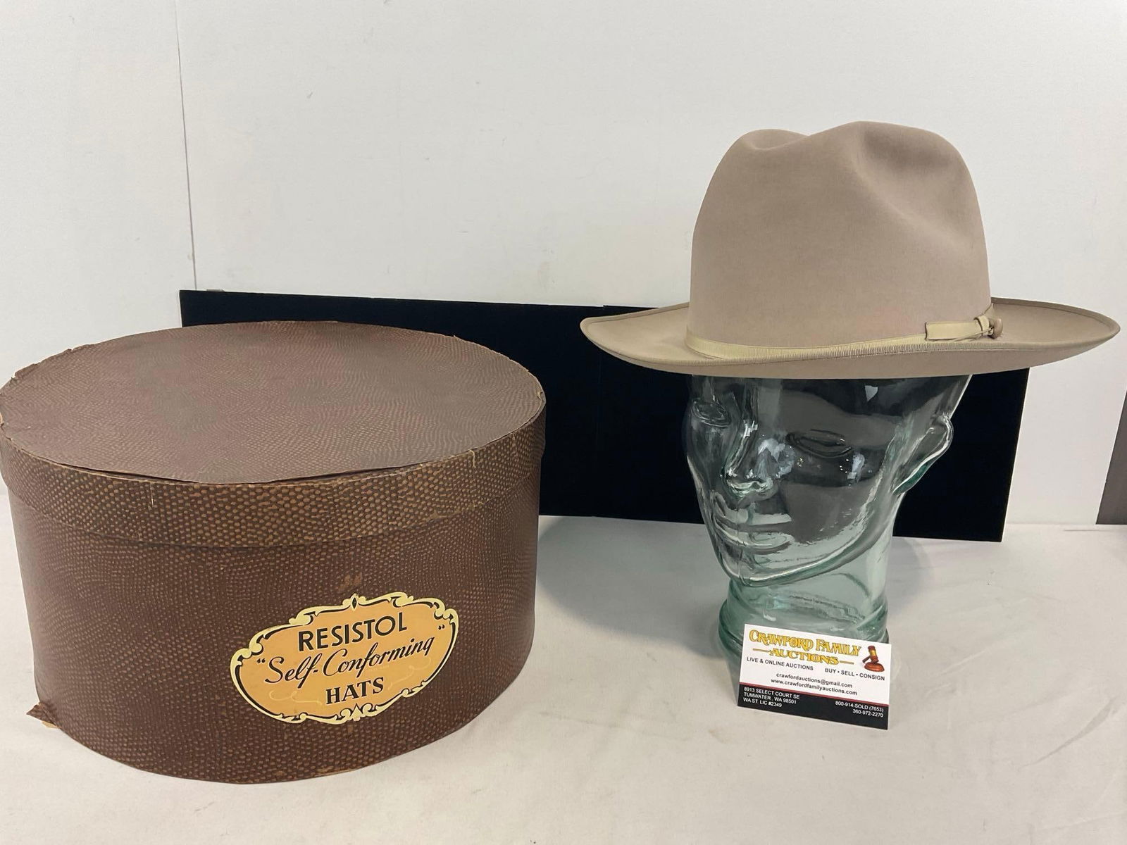 Vintage Tan 3/8 Long Oval Felt Royal Deluxe Stetson Open Road Hat, in Resistol Box (1 of 5)