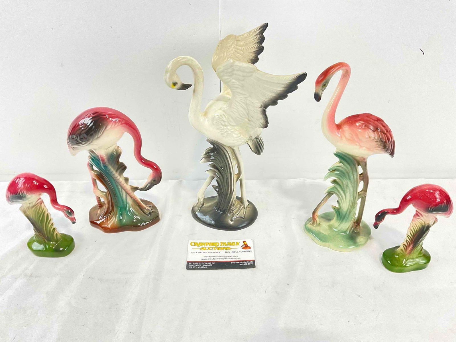 5 pcs Vintage Beautiful Ceramic Flamingo Statuettes, 1x Brad Keeler. Excellent Condition. See pics. (1 of 7)