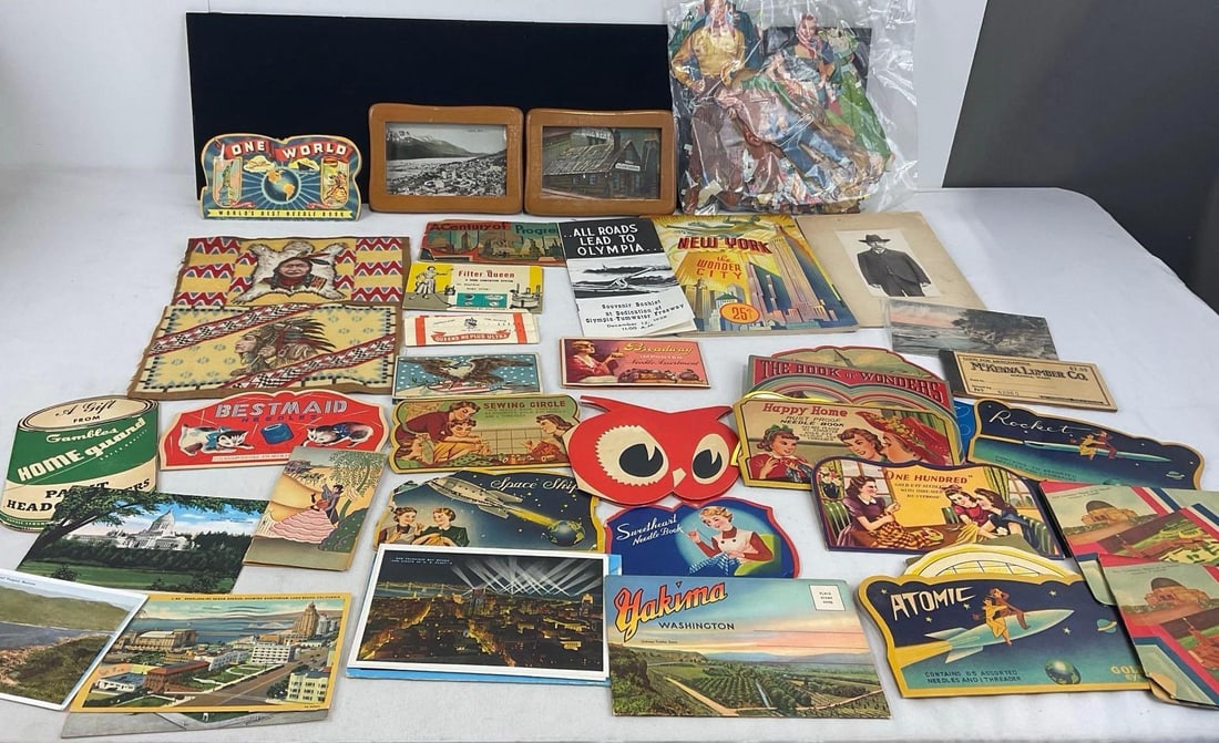 Early 20th Century Postcards, Variety of Needle Books, Small Framed Etchings, Paper Dolls (1 of 12)