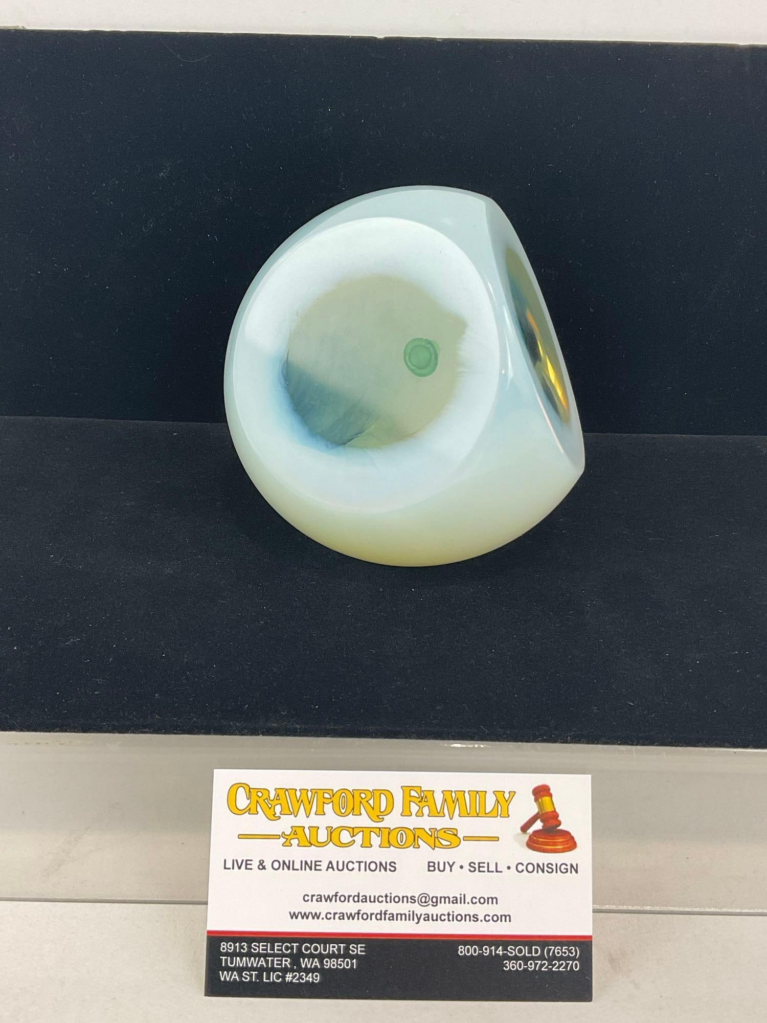 Unique Owl Shaped Glass Overlaid Art Glass Piece 4 inches tall (1 of 4)