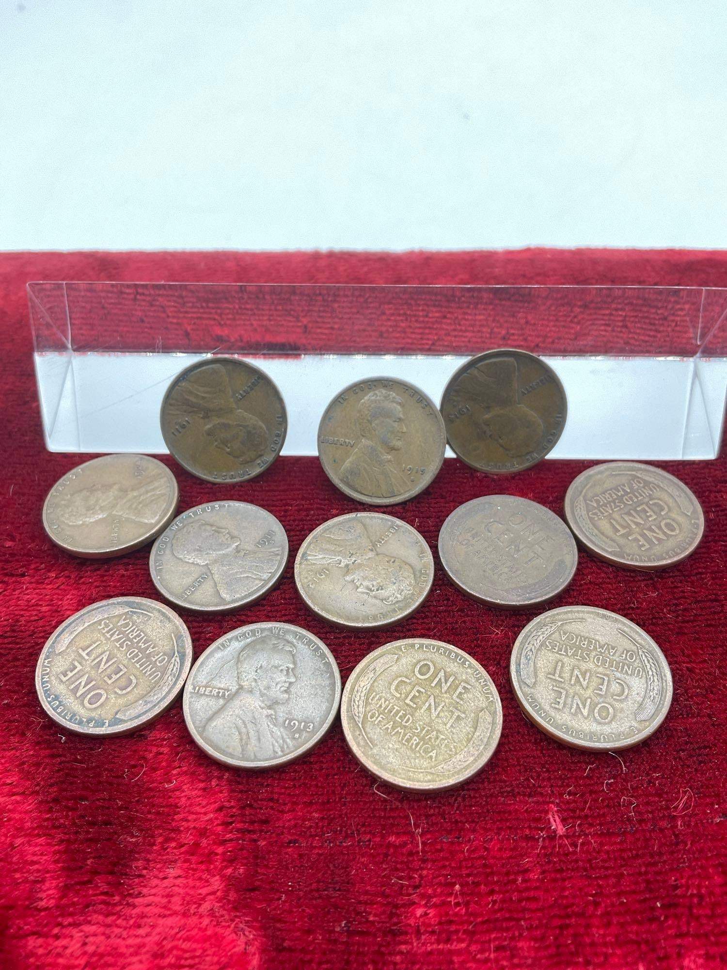 12 x semi key date wheat Pennie's 1909 DVB - 2924-D (1 of 3)