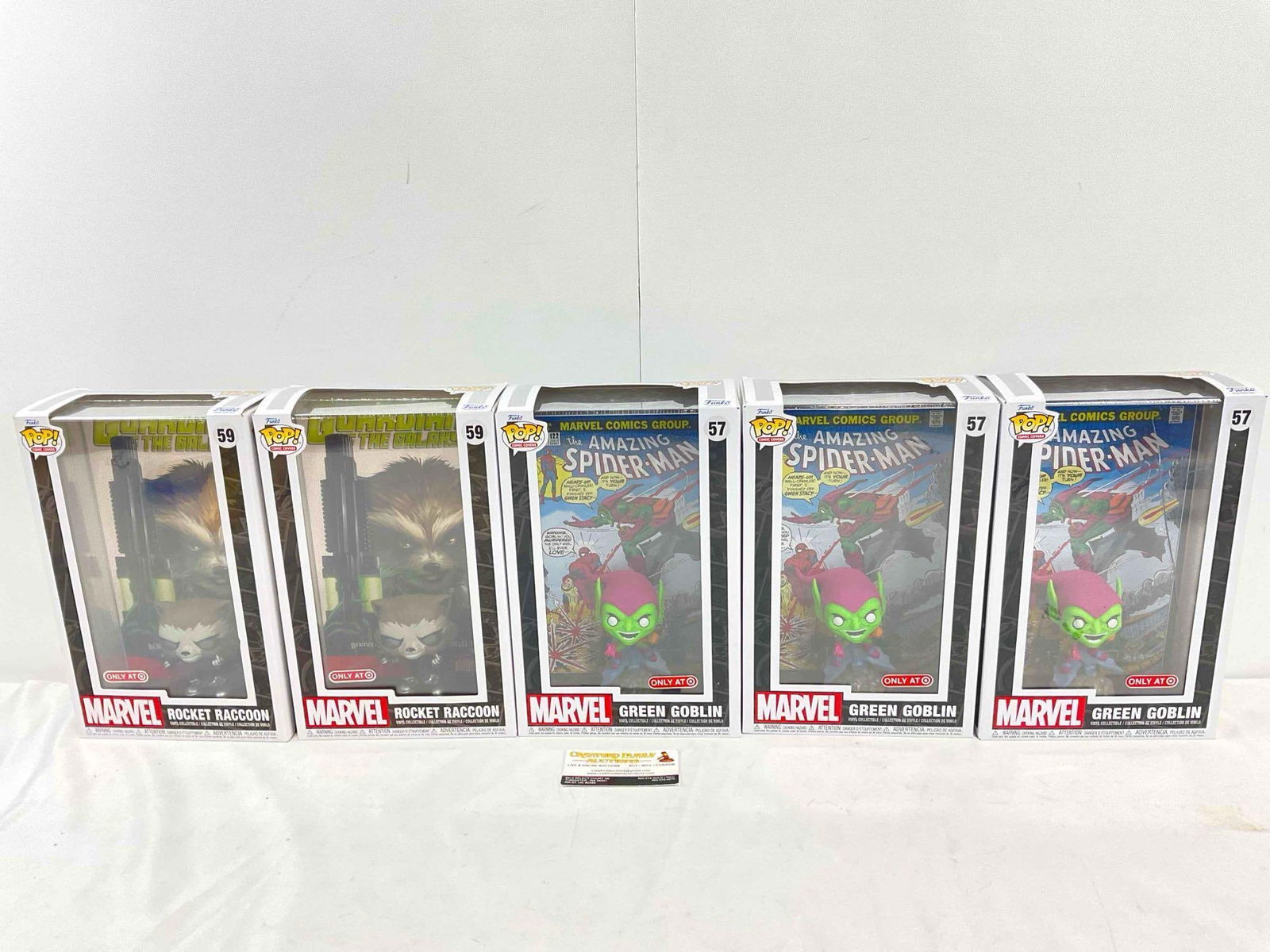 5 pcs NIB Funko Pop Comic Covers Figurines, 3x Green Goblin 57 & 2x Rocket Raccoon 59. (1 of 9)