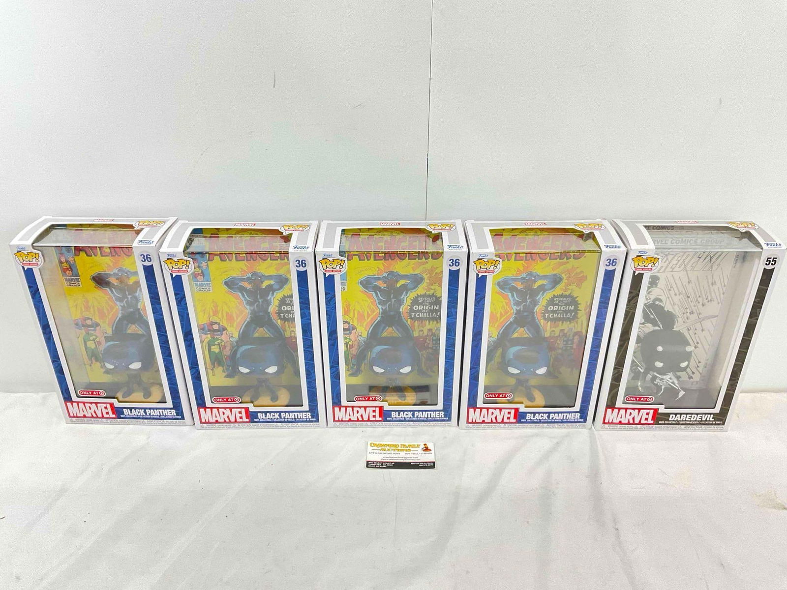 5 pcs NIB Funko Pop Comic Covers Figurines, incl. 4x 36 Black Panther & 1x 55 Daredevil. See pics. (1 of 6)