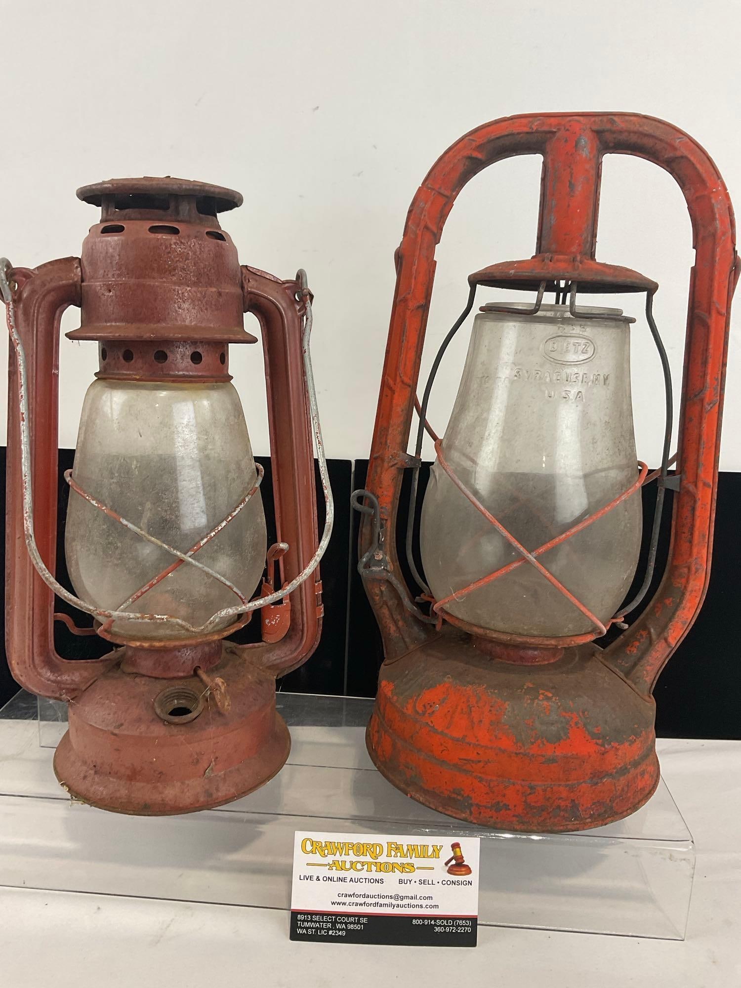 Dietz Monarch & Globe Brand Hurricane Lanterns, Red finish (1 of 7)