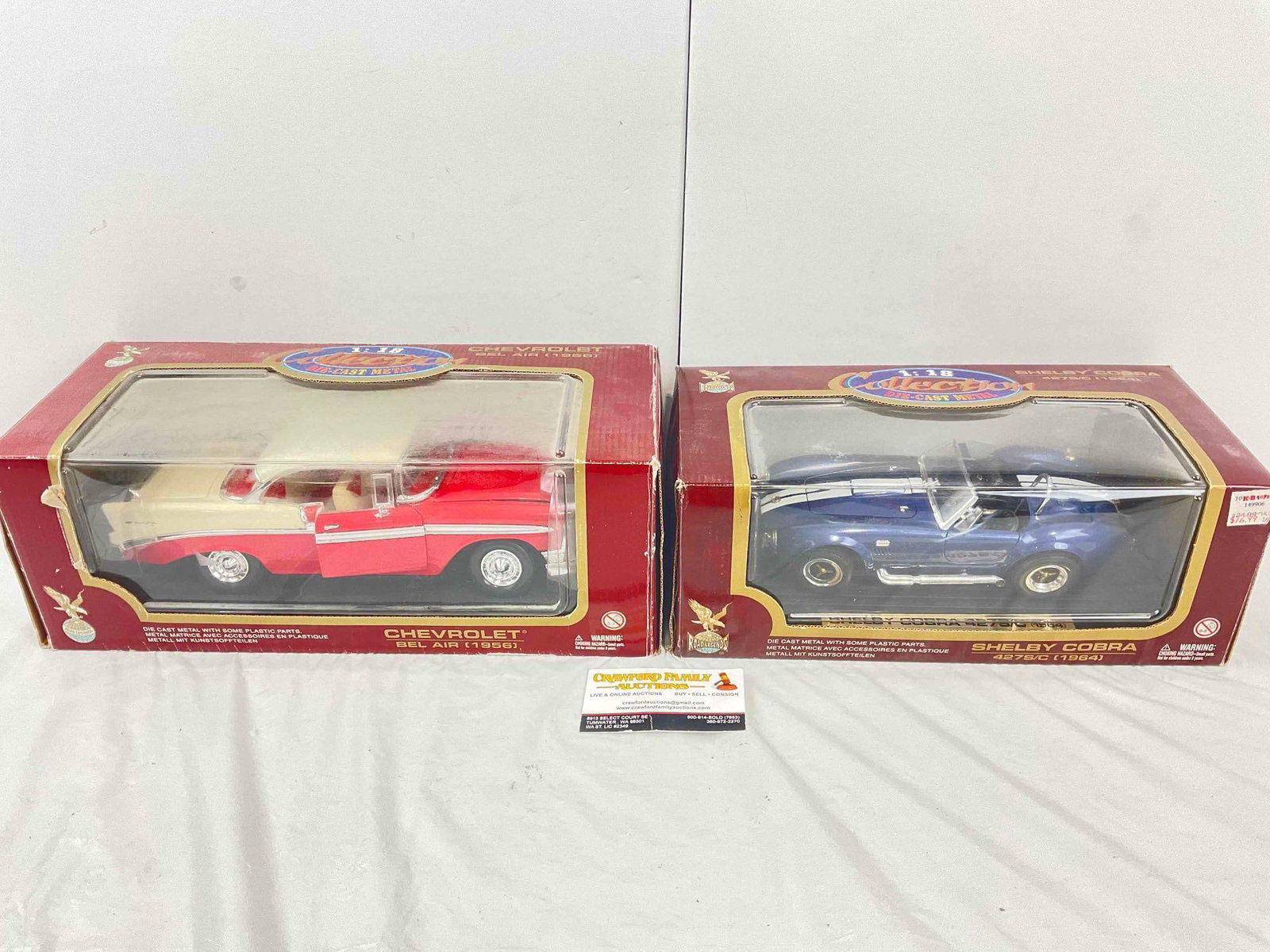 2 pcs NIB Road Legends 1:18 Scale Die Cast Model Cars, incl. Shelby Cobra. Excellent Condition. (1 of 6)