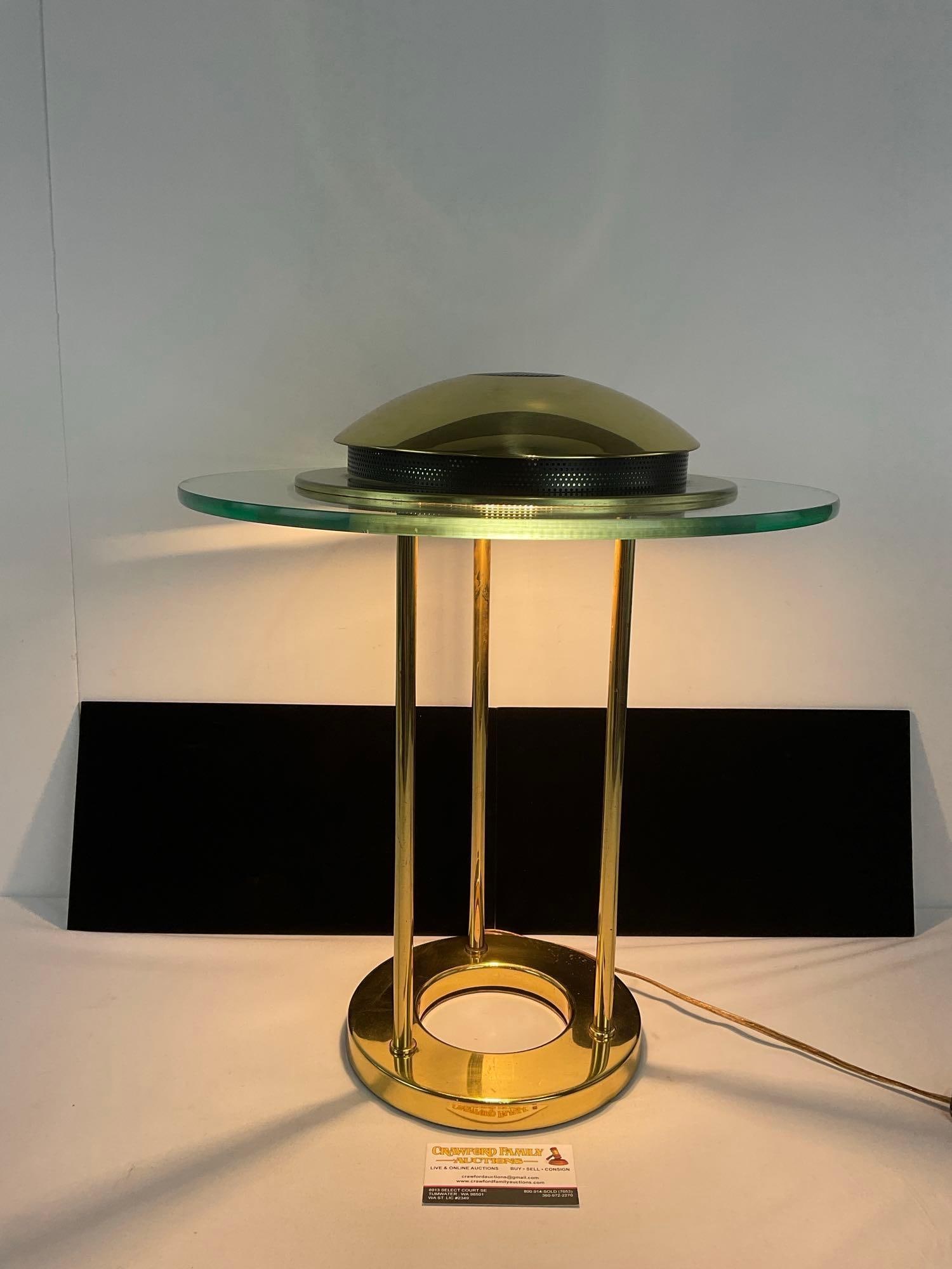 Vintage 1980s Robert Sonneman Saturn Table Lamp for George Kovacs, tested & working, 16x17x17 inc...: Appears to be in good shape, tested & working. The piece measures approx 16h x 17w x 17d inches. See pics. E-4800