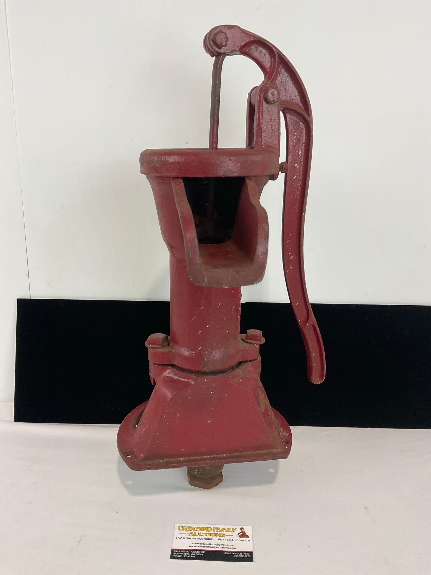 Antique Cast Iron Dempster Well Water Pump #2, Beatrice, NEB USA, approx 22h x 12w x 12d inches: Appears to be in good shape. The piece measures approx 22h x 12w x 12d inches. See pics. E-4710 *Oversized shipping may apply*