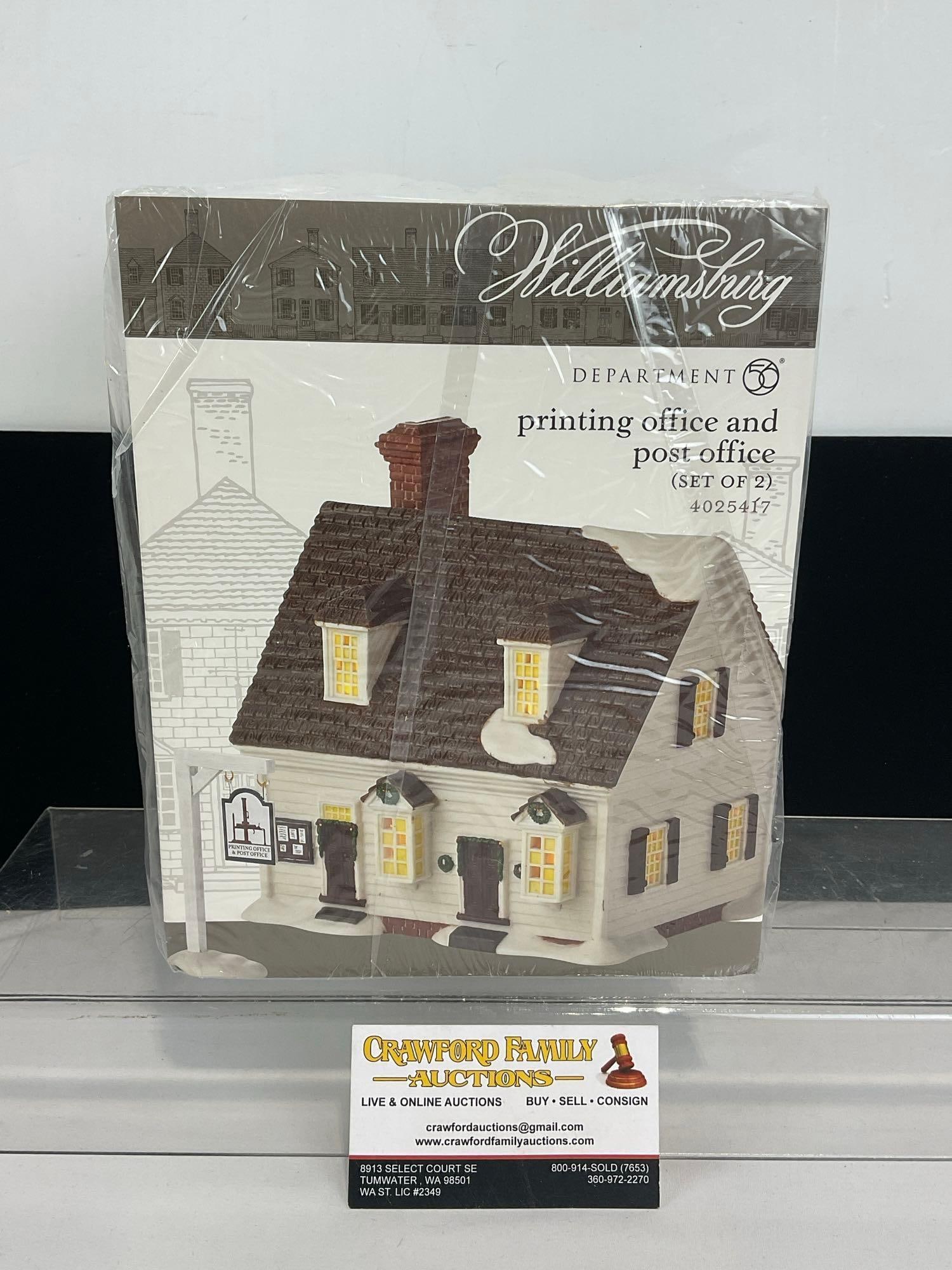 Department 56 Williamsburg Printing Office & Post Office, NIB Sealed Porcelain Figures (1 of 4)
