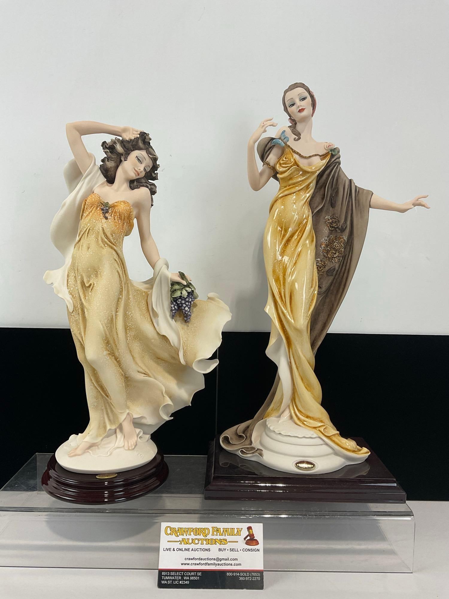 Pair of Florence Giuseppi Armani Figurines, Elegant Women in Yellow Dresses, approx 18 inches tall (1 of 5)