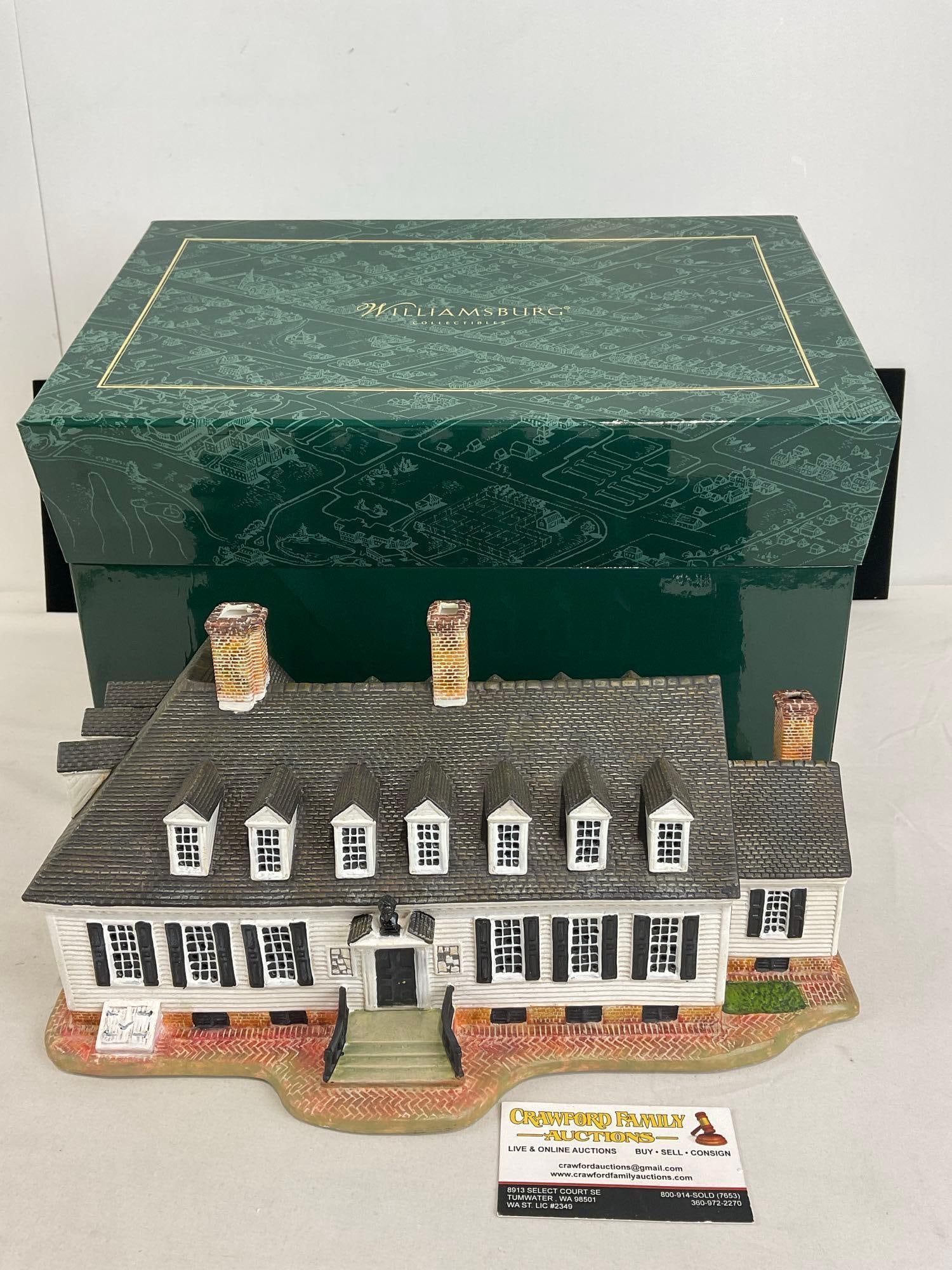 Colonial Williamsburg Ceramic Lit House LNIB, Raleigh Tavern 0506011, 10h x 17w x 10d inches: Appears to be in good shape. The piece measures approx 10h x 17w x 10d inches. See pics. E-4690