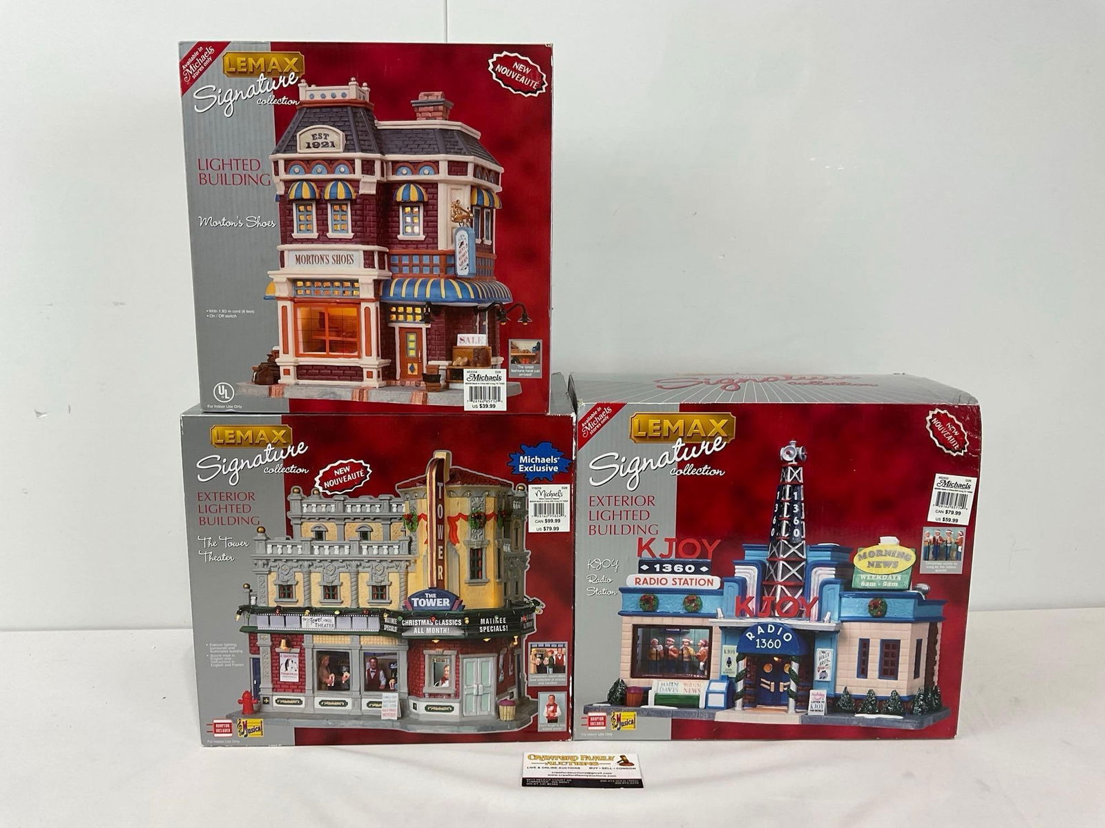 Lemax Village Collection, Set of 3 in box, Mortons Shoes, The Tower Theater & KJOY1360 Radio Stat... (1 of 7)