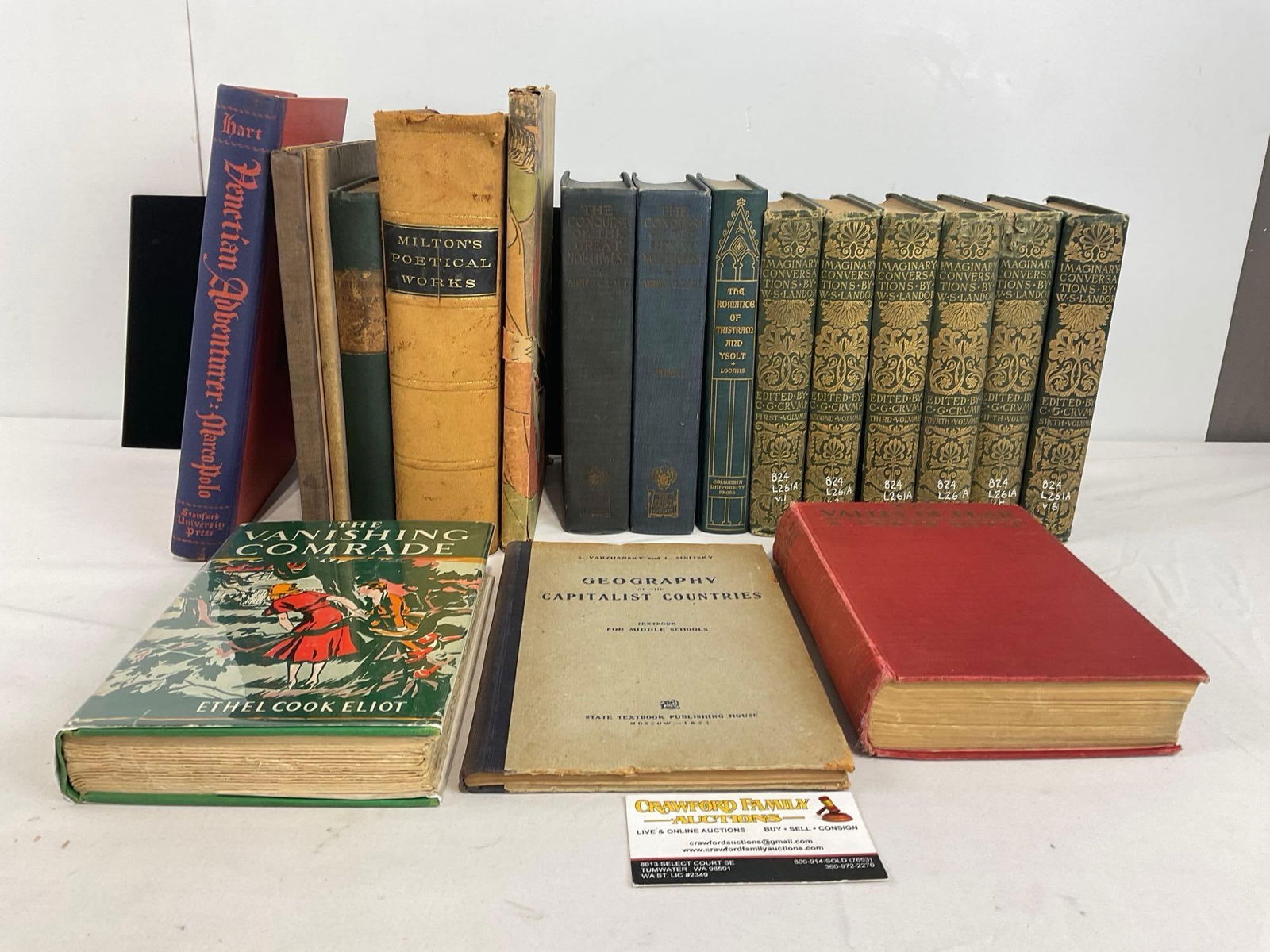 Collection of Vintage/Antique Books, 17 pieces, 3 USSR textbooks, 6 WS Landon, Milton, Marco Polo & (1 of 9)