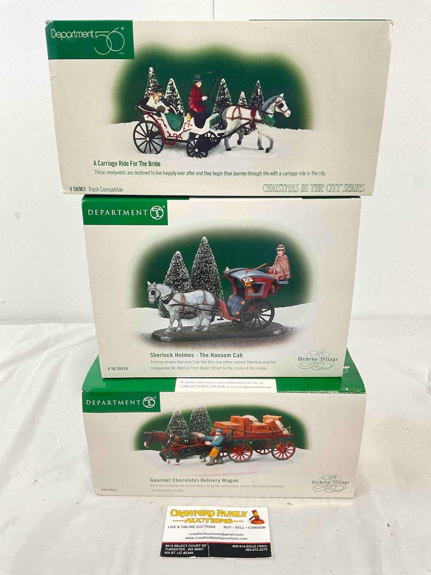 3 pcs LNIB Department 56 Ceramic Accessories, incl. Hanson Cab. Excellent Condition. See pics. (1 of 7)