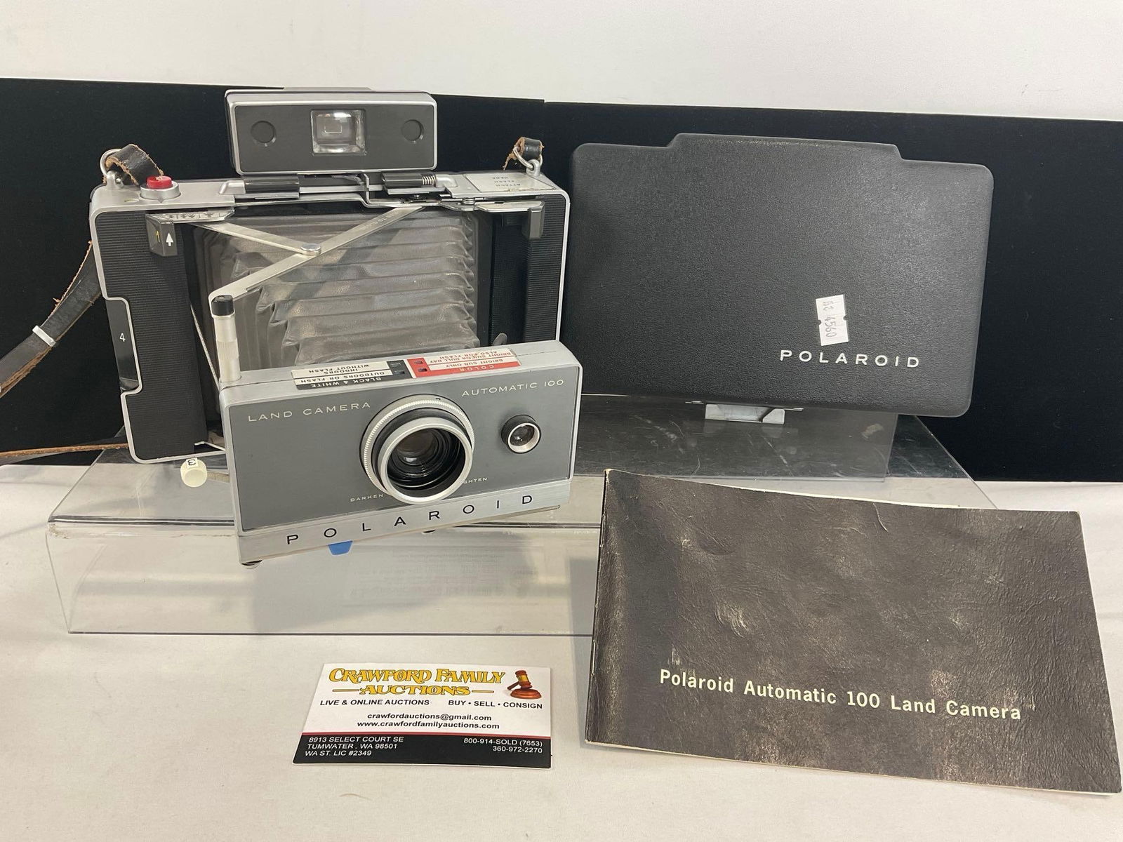 Vintage 1960s Polaroid Land Camera Automatic 100, w/ Manual & Cover, 6h x 9w x 4d inches (1 of 7)