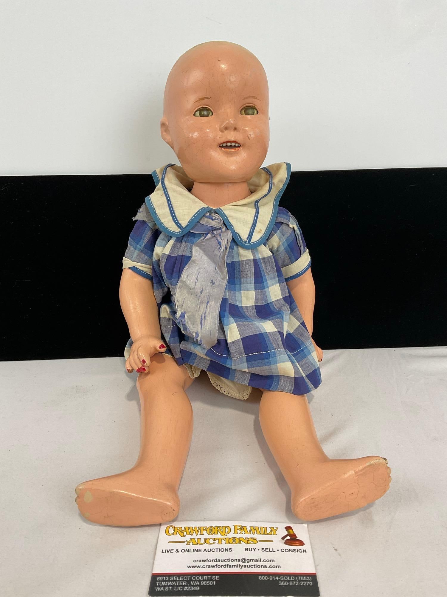 Vintage Ideal Doll, Shirley Temple, no hair, some wear can be seen, 21 inches long (1 of 4)