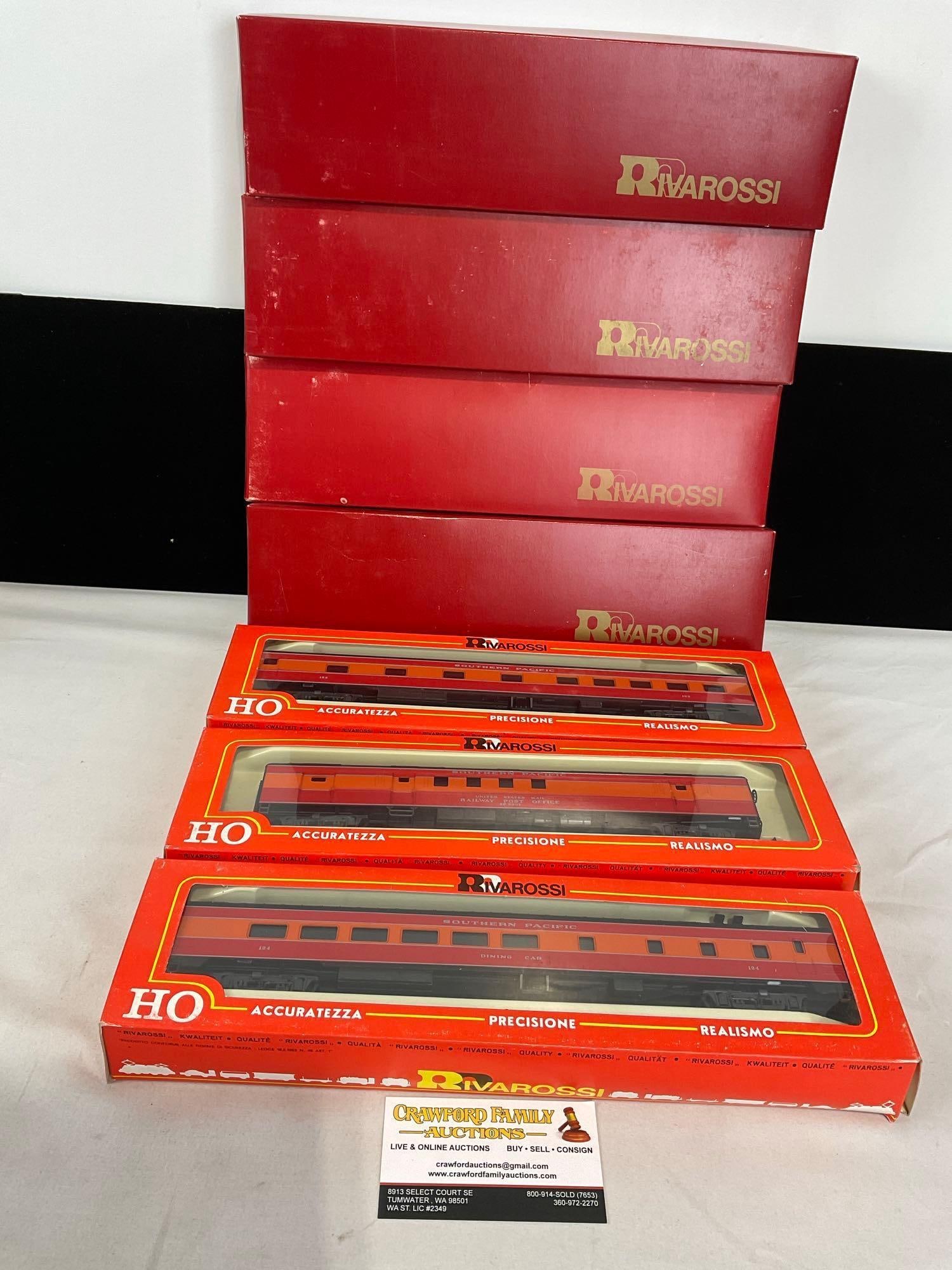7 Rivarossi Supermodello Train Models in box, 2394/0, 2854/0, 2856/0, 2857/0, 2858/3, 2859/3, 295...: Appears to be in good shape. The pieces together measures approx 8h x 14w x 8d inches. See pics. E-4660