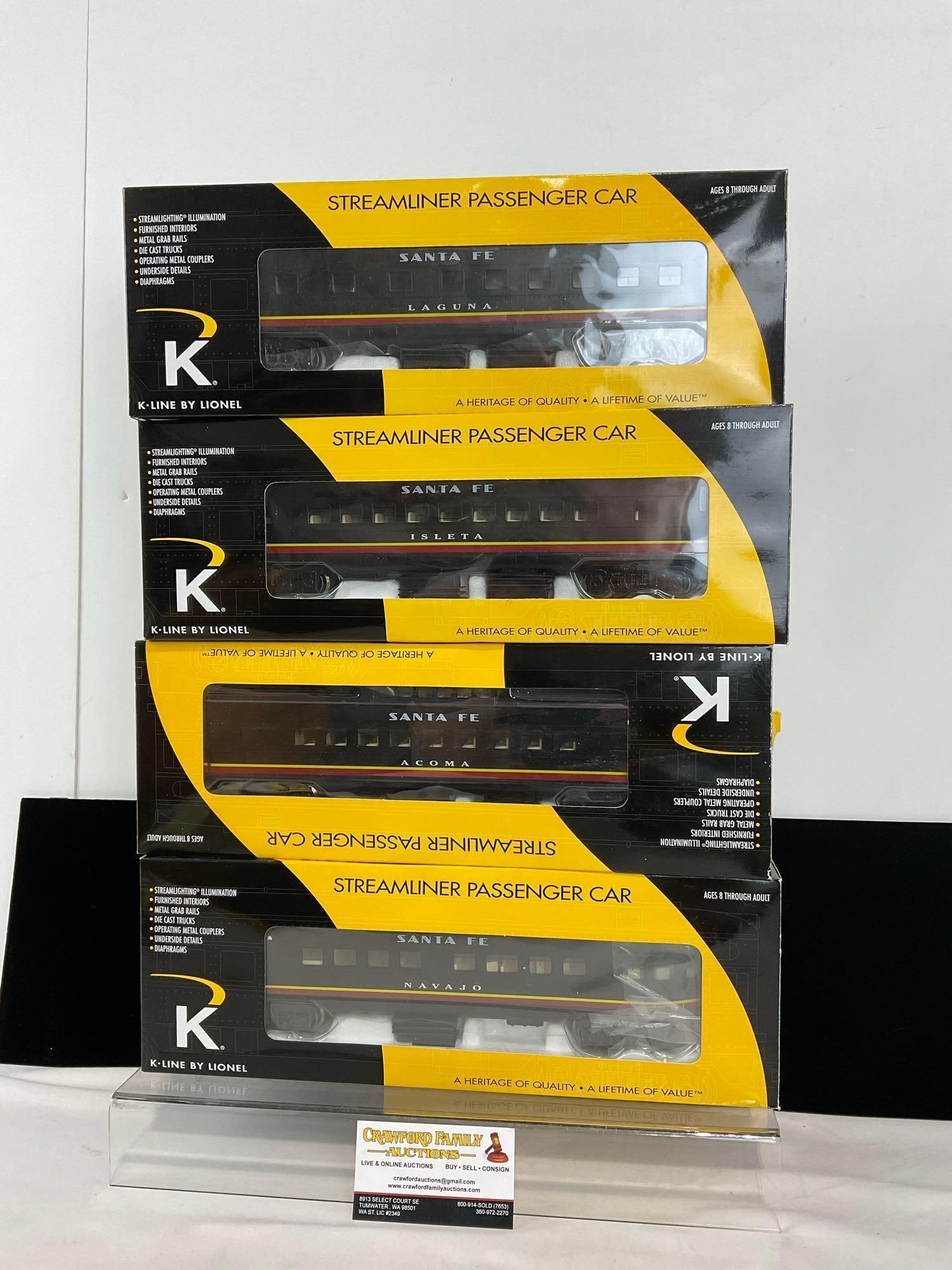 4x K-Line by Lionel Santa Fe set Train Cars, Laguna Pullman, Isleta Coach, Acoma Vista Dome & Nav... (1 of 5)