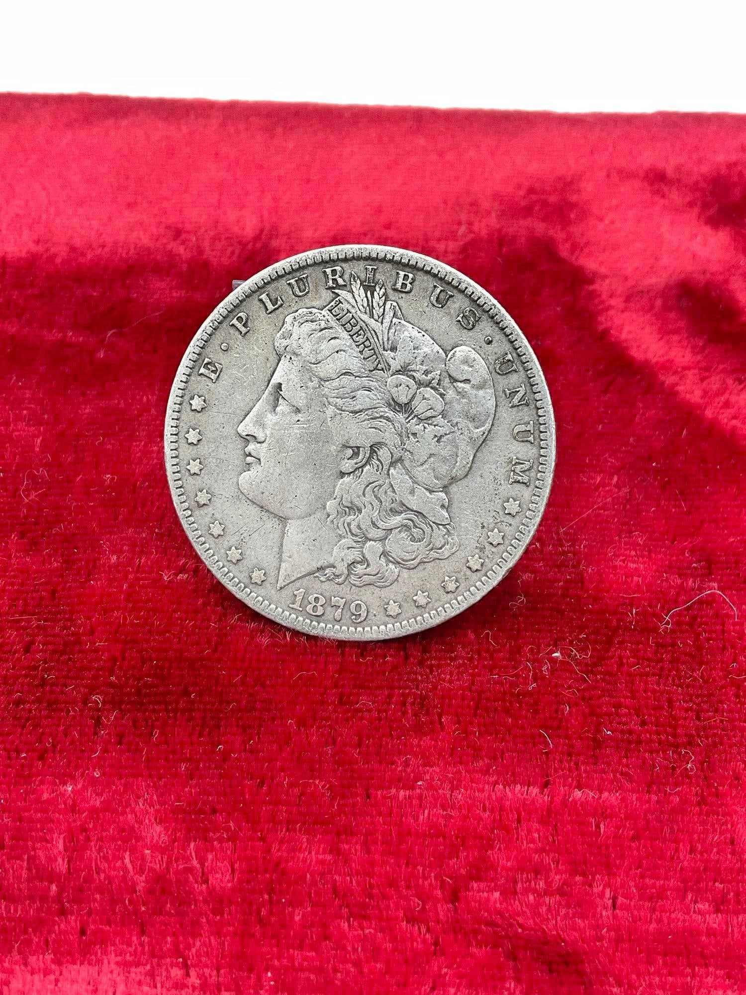 Better date 1879 Antique silver morgan dollar coin (1 of 2)