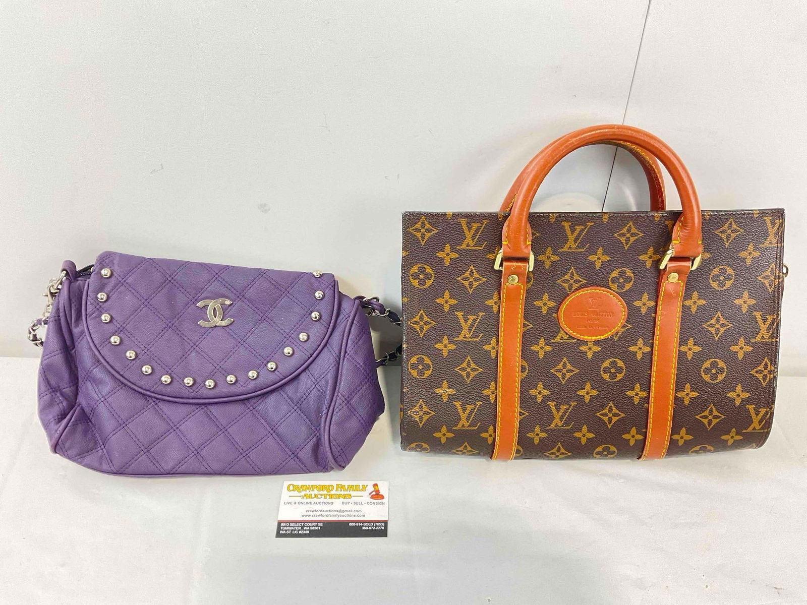 2 pcs Replica Designer Hand Bags, Chanel & Louis Vuitton Style Faux Leather Purses. See pics. (1 of 9)