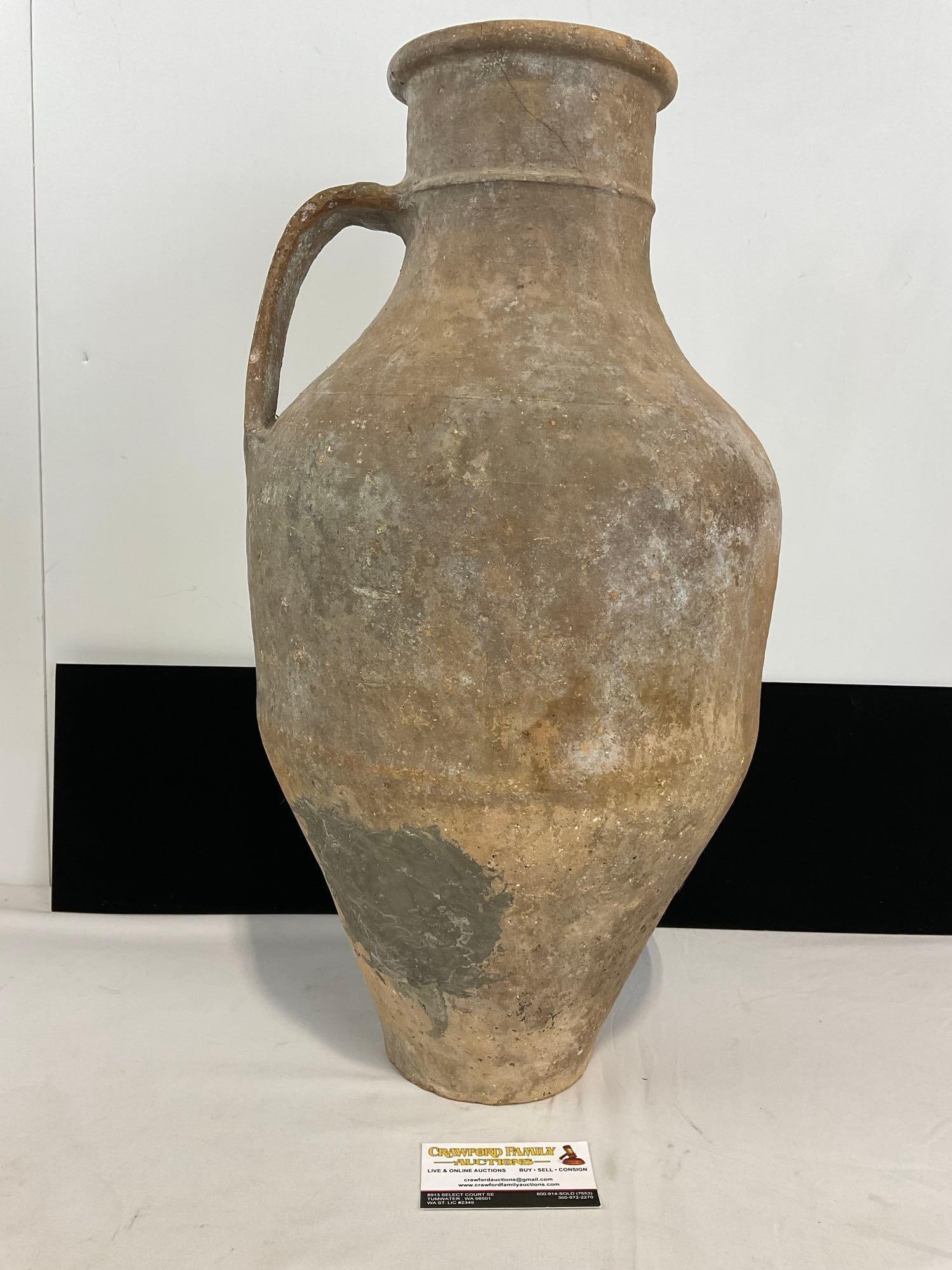 Ancient Greek/ Roman Large Light Brown Clay Single Handled Terracotta vessel , Unglazed, (1 of 8)