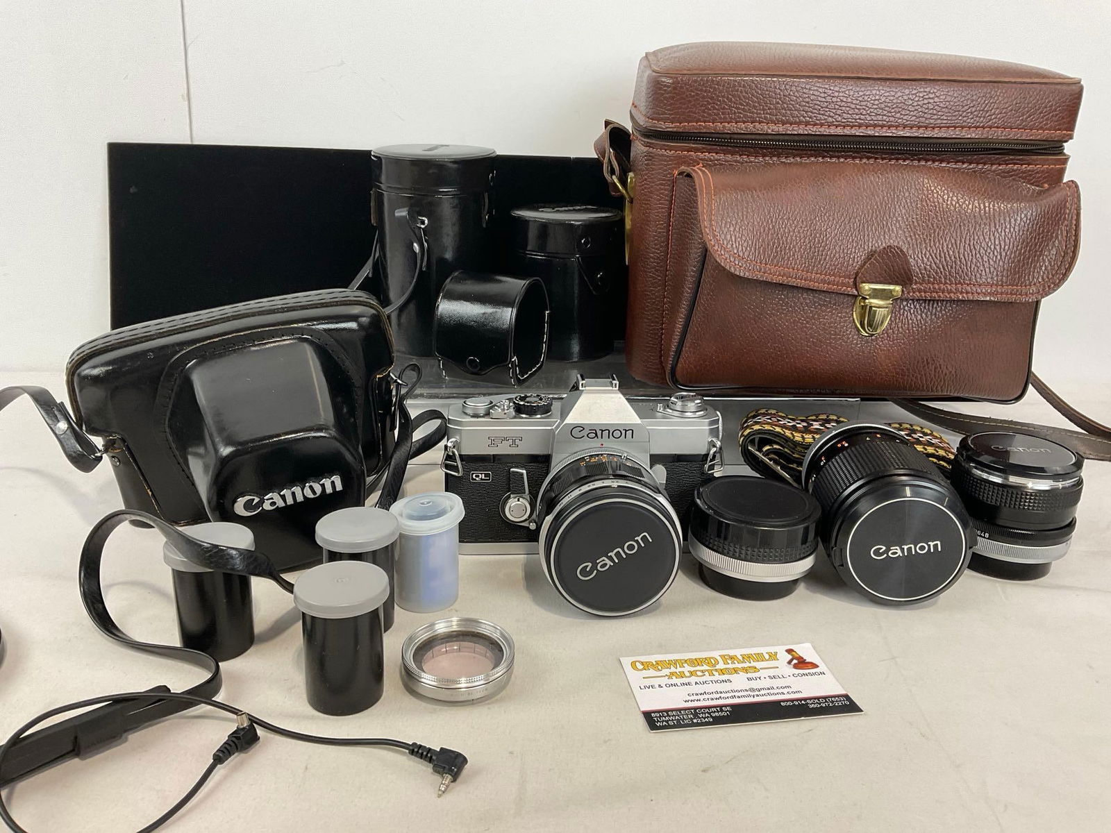 Canon FT Camera in Lovely Leather Case, 3 Lens, 28, 55, & 135mm, Field Case, & Strap (1 of 8)