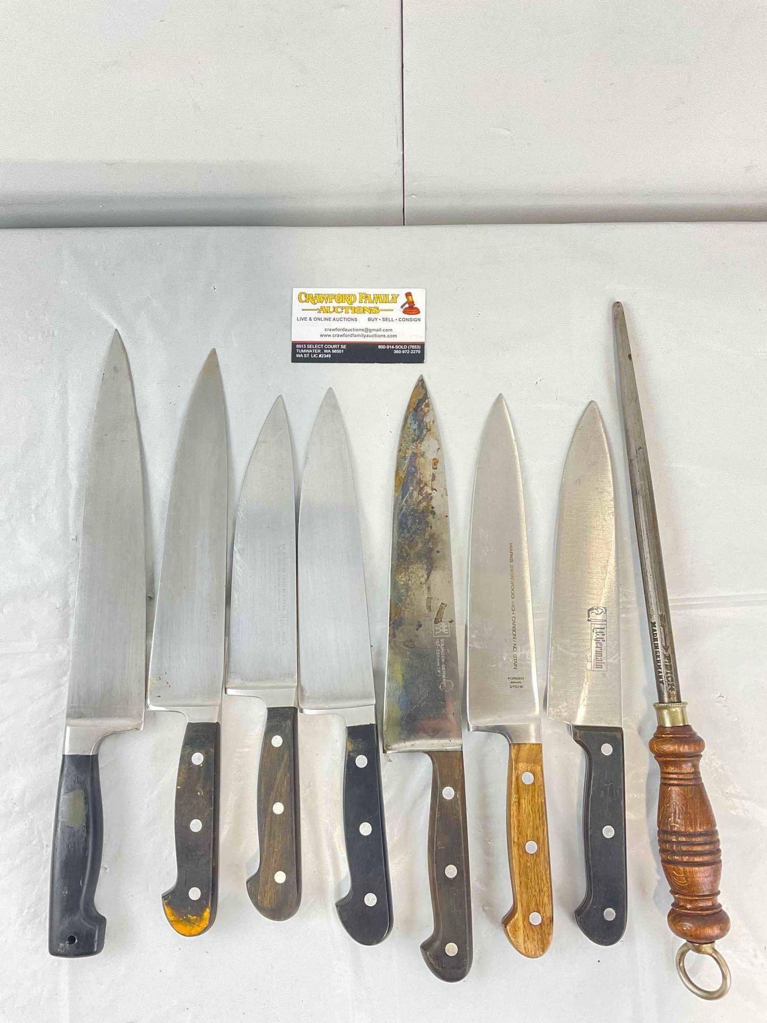 7 pcs Chef's Kitchen Knives & 1x Knife Sharpener, incl. J. A. Henckels, L. C. Germain & More! (1 of 9)