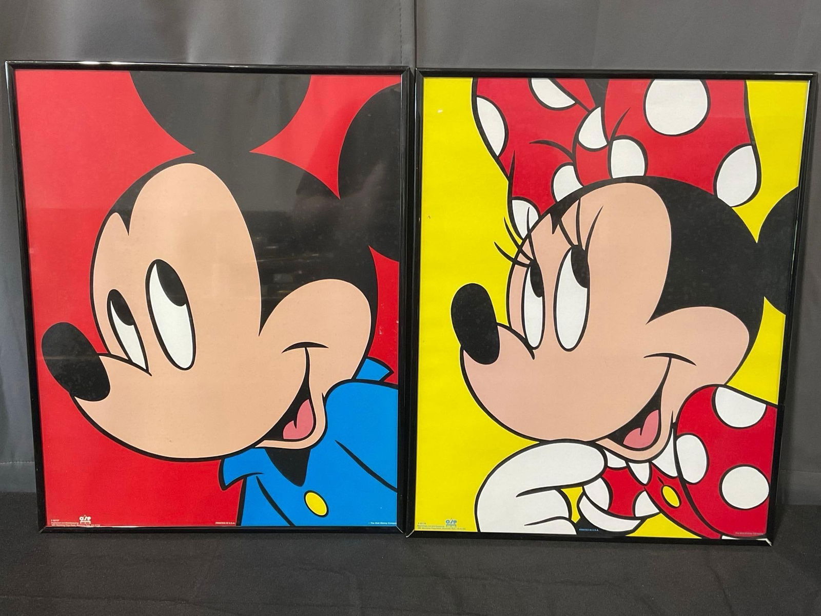 Pair of Framed Vintage Mickey & Minnie Mouse Posters, Close Up Faces, OSP Publishing, 21h x 17w i... (1 of 4)