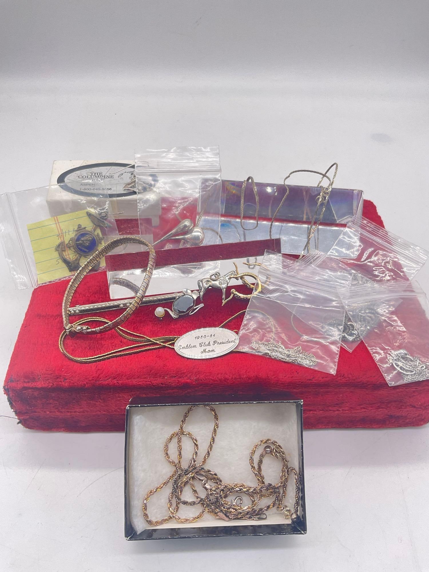 Lot of sterling silver 8x Necklaces , necklace w/ bracelet combo, Bracelet , charm, pins Earrings (1 of 5)