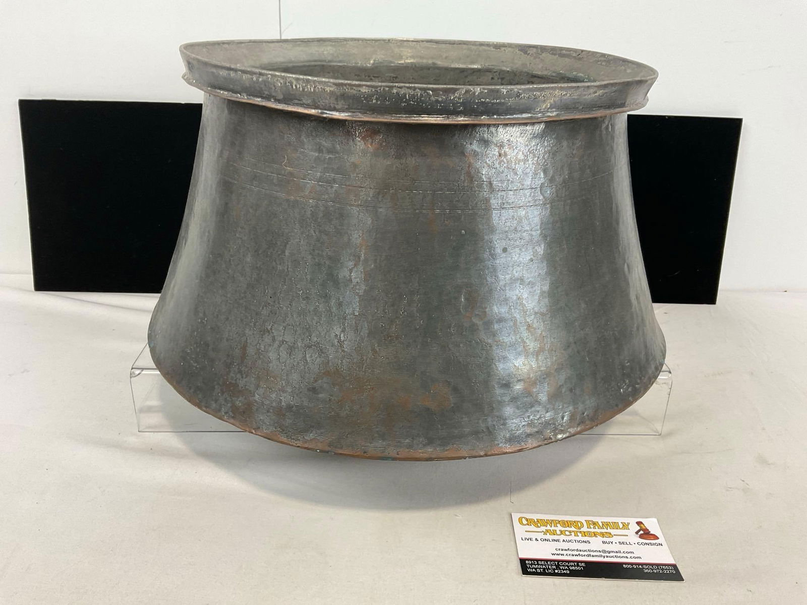 Gorgeous Antique ~1870s Persian Tinned Copper Cooking Pot, 9h x 16w x 16d inches (1 of 7)