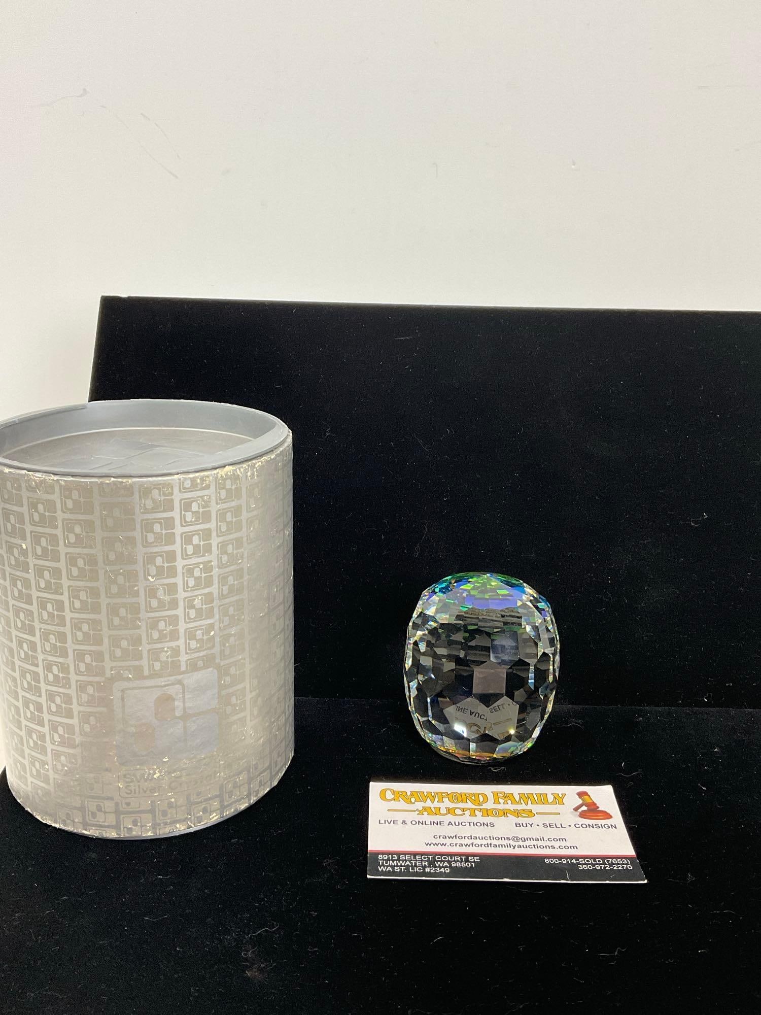 Vintage 3 inch Tall Swarovski Atomic Paperweight Crystal w/ original Cylindrical box (1 of 5)