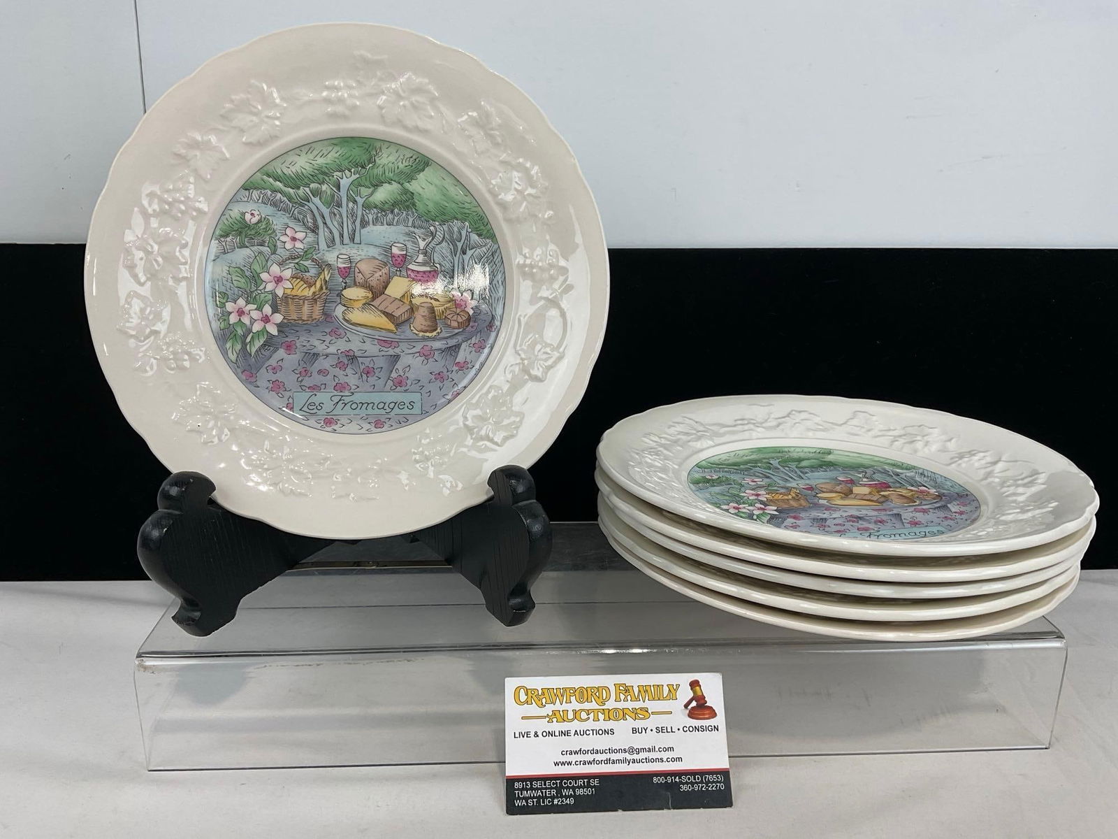 Gien France Les Saveurs Style Marie-Pierre Boitard Set of 6 Plates, 4h x 10w x 10d inches: Appears to be in good shape. The piece measures approx 4h x 10w x 10d inches. See pics. E-4800