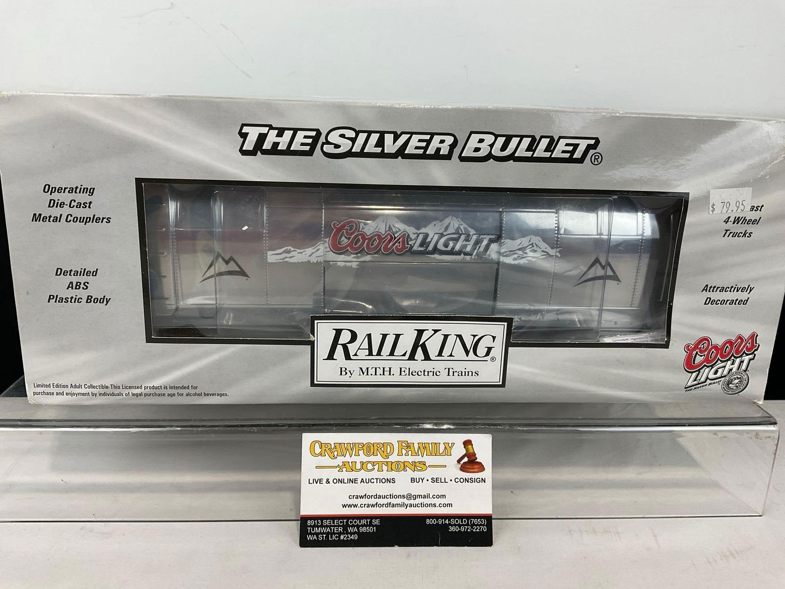 Rail King MTH Electric Trains, Coors Light Silver Bullet Operating Reefer Car #30-78040, in box (1 of 4)