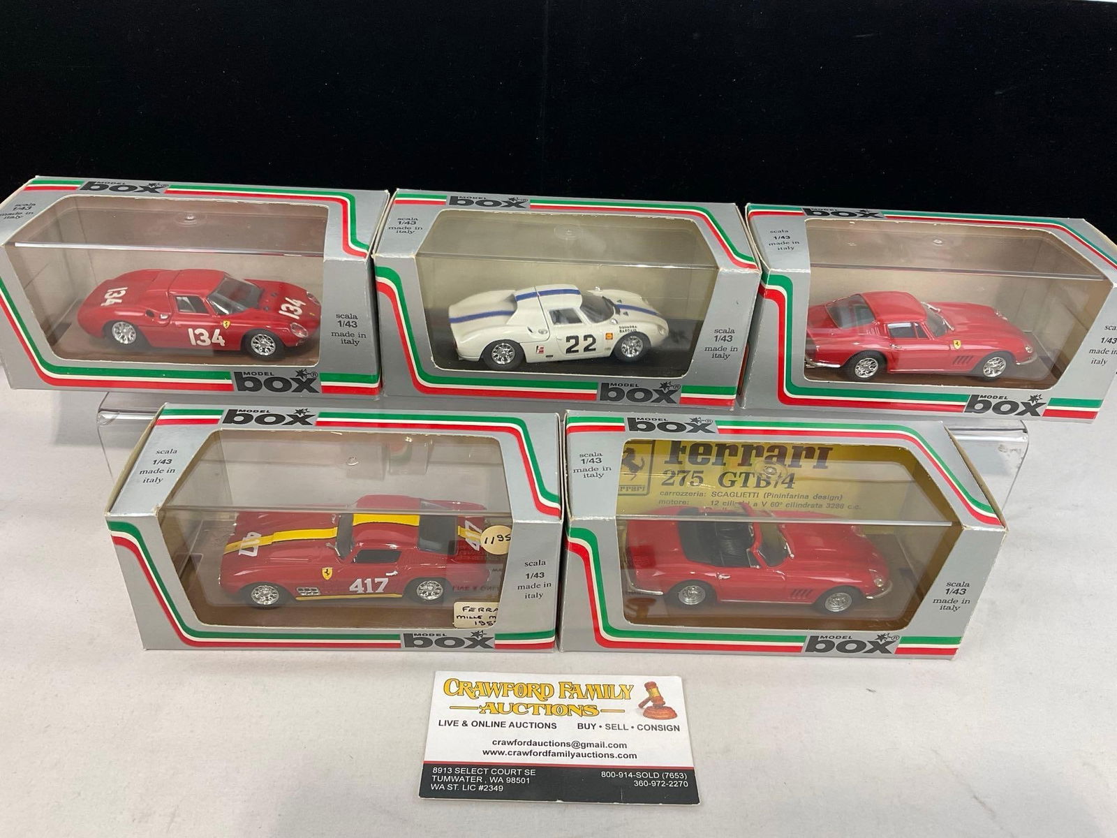 5x Diecast Ferrari Cars in box, 250 LM Nurburgring & Monza 66, 250 GT & 275 Spyder & Ruote A Raggi (1 of 4)
