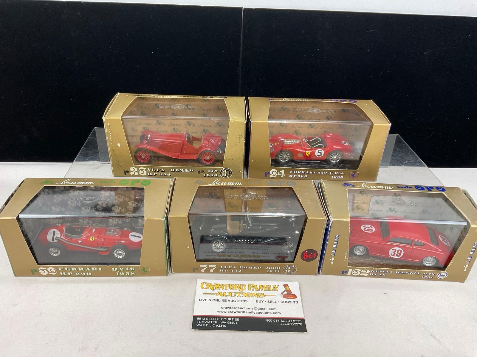 5 Diecast Car Models, Ferrari Dino 246 & 250 TRS, Alfa Romeo HP142 & HP350 & Lancia Aurelia B20 (1 of 4)