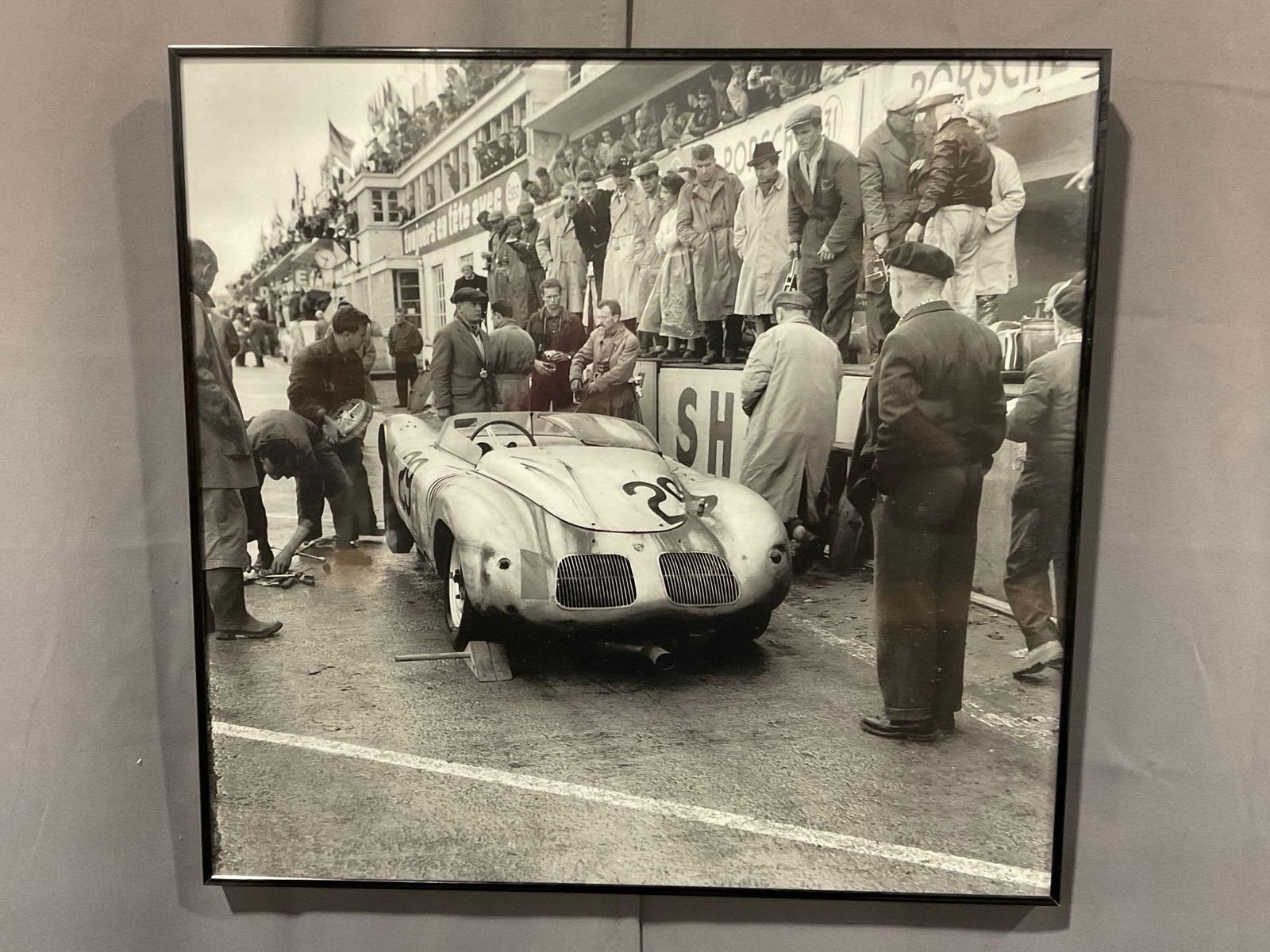 Framed Photo, Porsche Pit Stop at 24hr Le Mans, 1958 by Jesse Alexander, 22h x 23w x 3d inches (1 of 4)