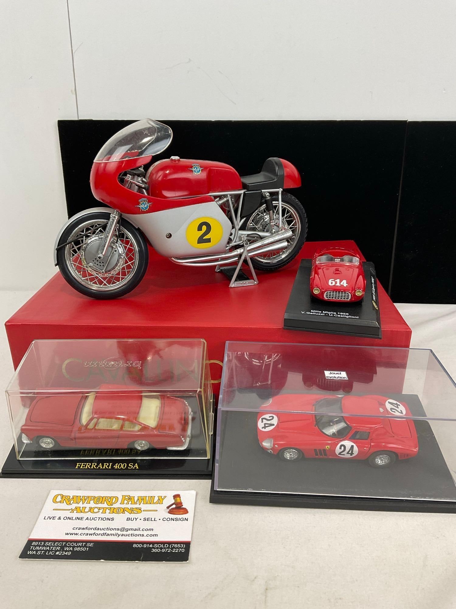 Diecast Car Models, Ferrari 400 SA, & 250 GTO + Alfa Romeo 1900 SS Zagato 1954 + Italeri Motocycle (1 of 7)