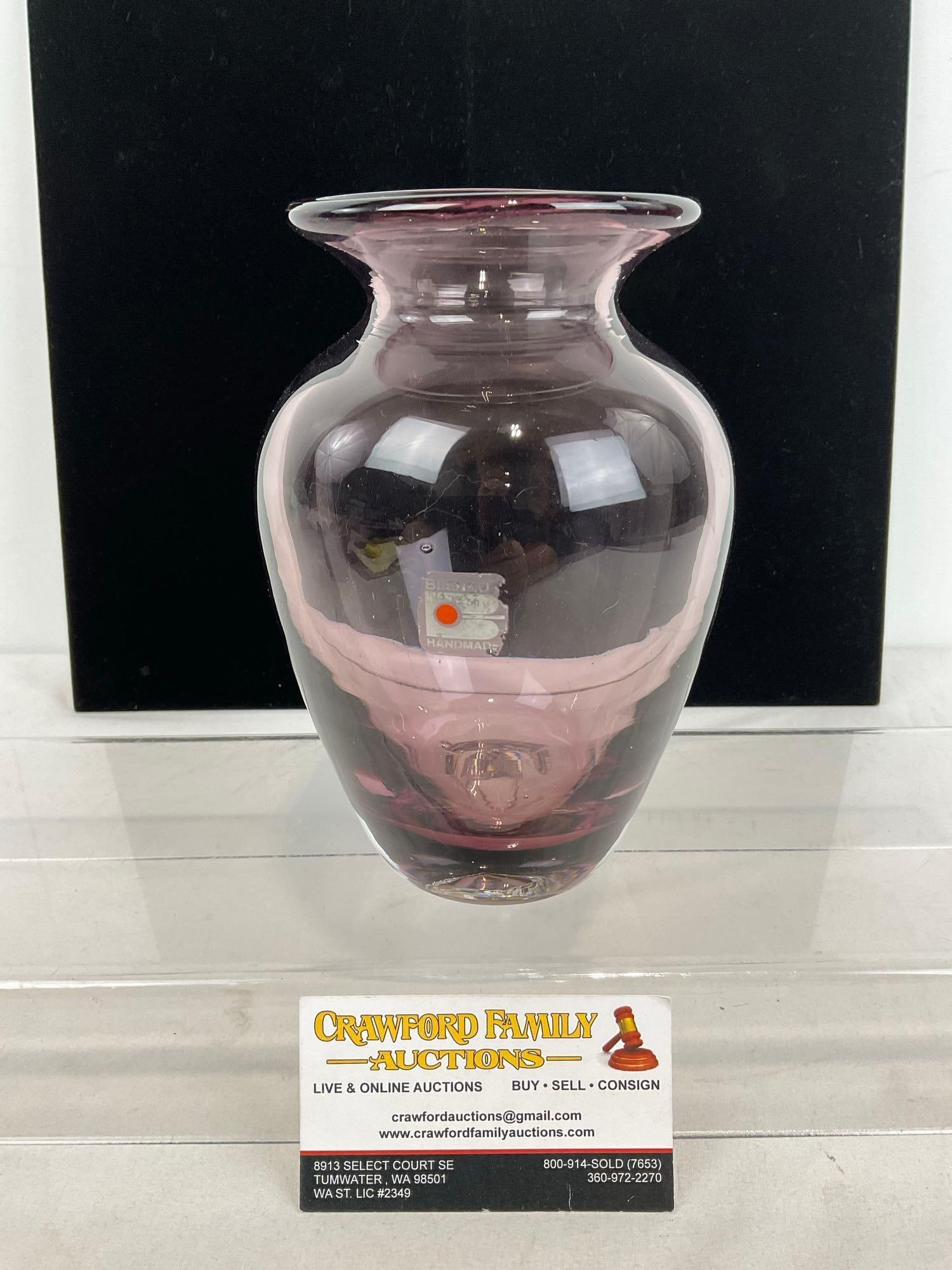 Blenko Amethyst Urn Handblown Glass, 8h x 5w x 5d inches, Design #8833 (1 of 5)