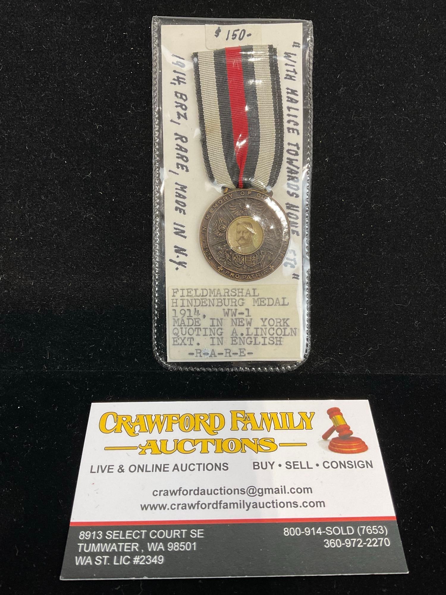 Rare Antique WW1 Paul von Hindenburg Medal 1914, marked IN MEMORY OF OUR HEROES 1914 1916 PRO PAT... (1 of 3)