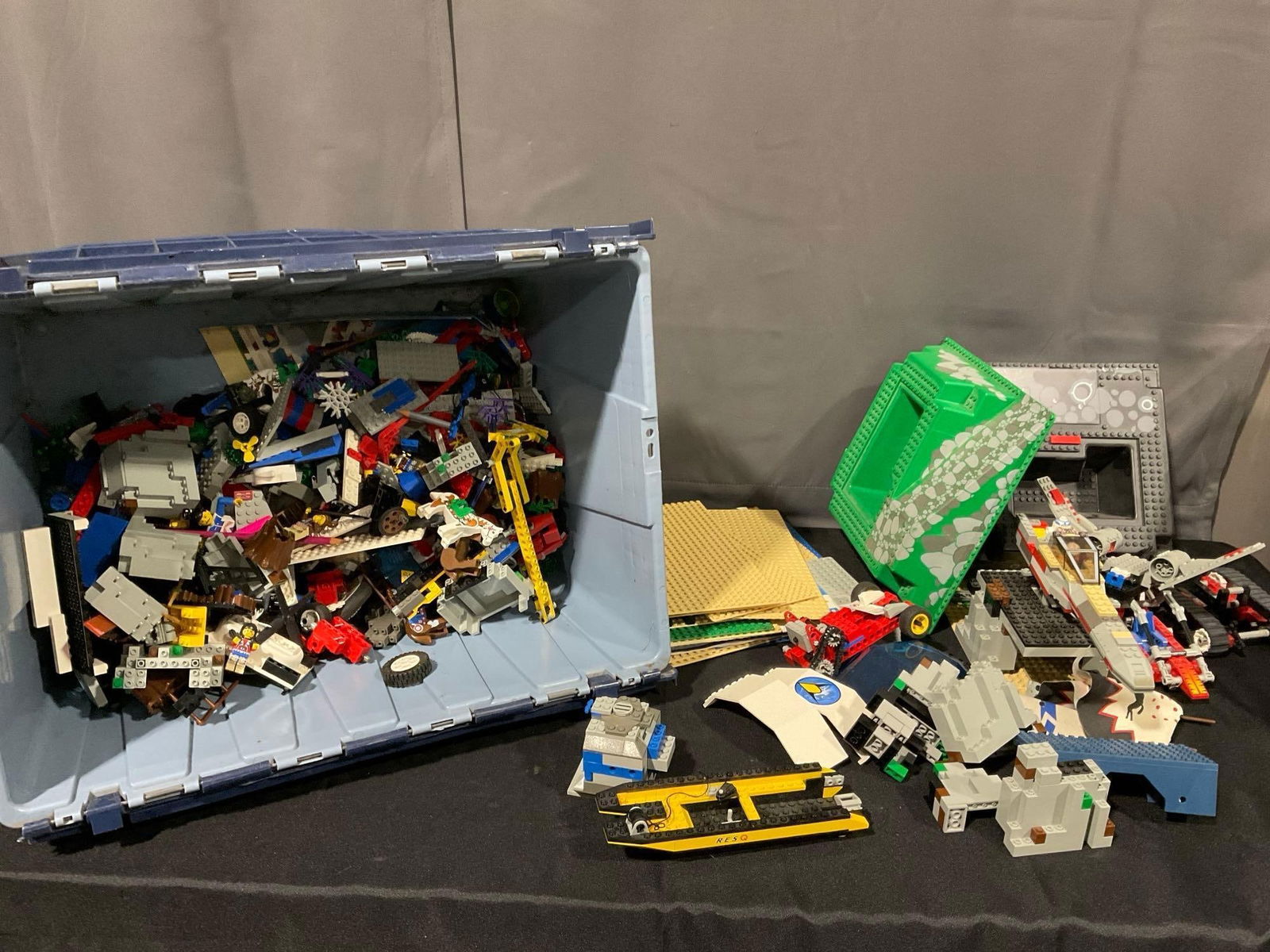 Tub Full of Vintage Legos, Baseplates, Horses, Mountain Pieces, & more, 14h x 26w x 16d inches (1 of 4)