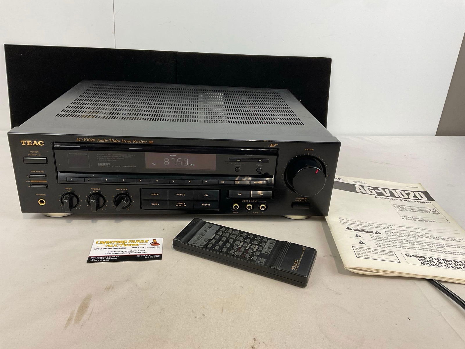 Teac AG-V1020 Audio/Video Stereo Receiver, tested & working, w/ original box, 10h x 22w x 19d inc... (1 of 7)