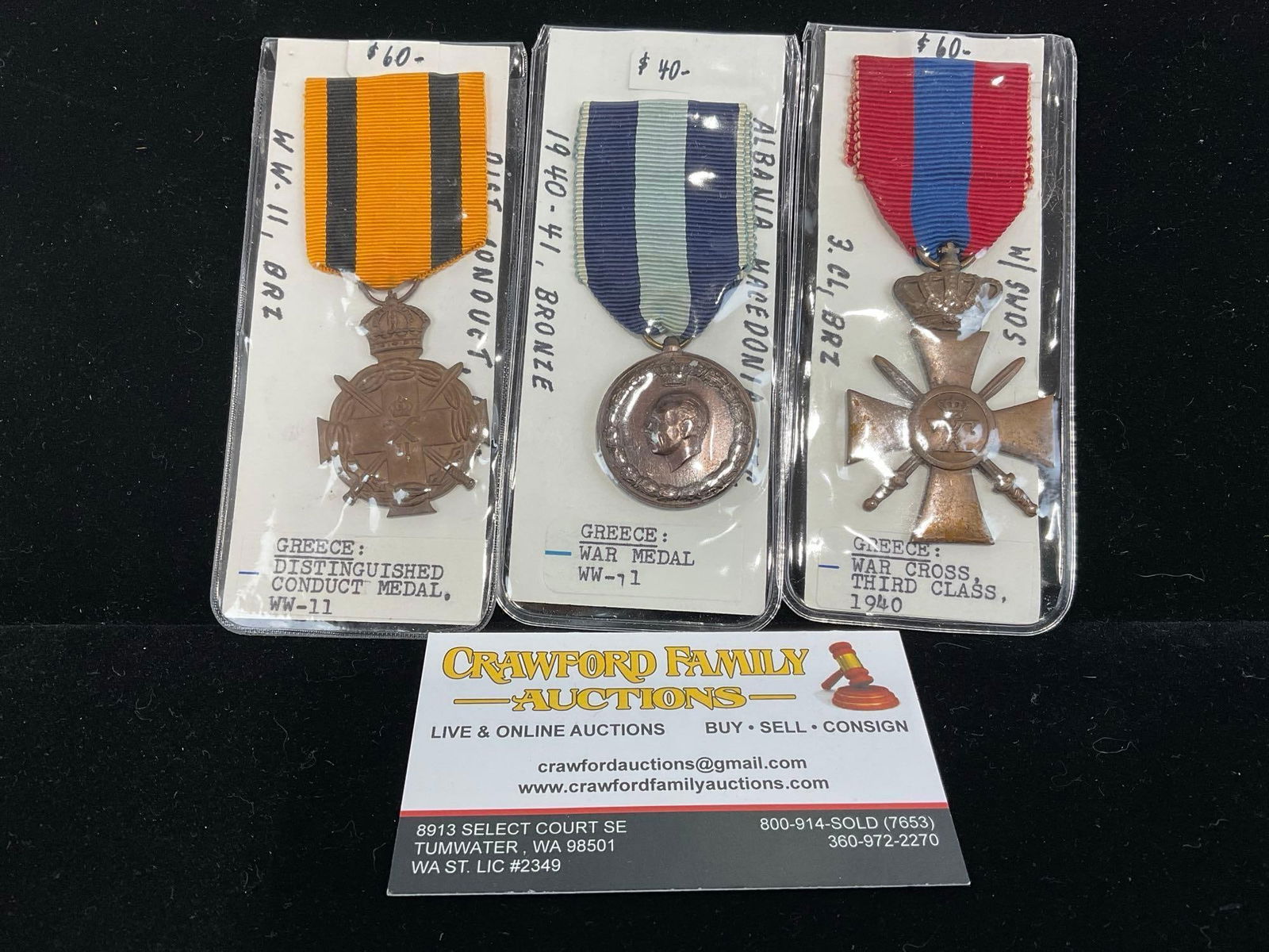 3 Greek Medals, Distinguished Conduct Medal WW2, War Medal WW2 & War Cross Third Class 1940 (1 of 4)