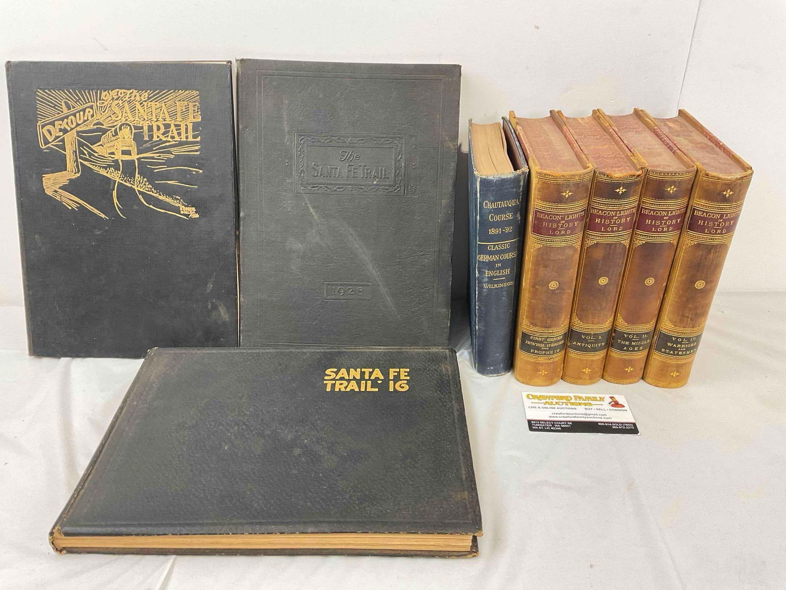 8 pcs Antique Books, inc. Santa Fe Trail Yearbooks, Beacon Lights of History. Good Condition. (1 of 10)