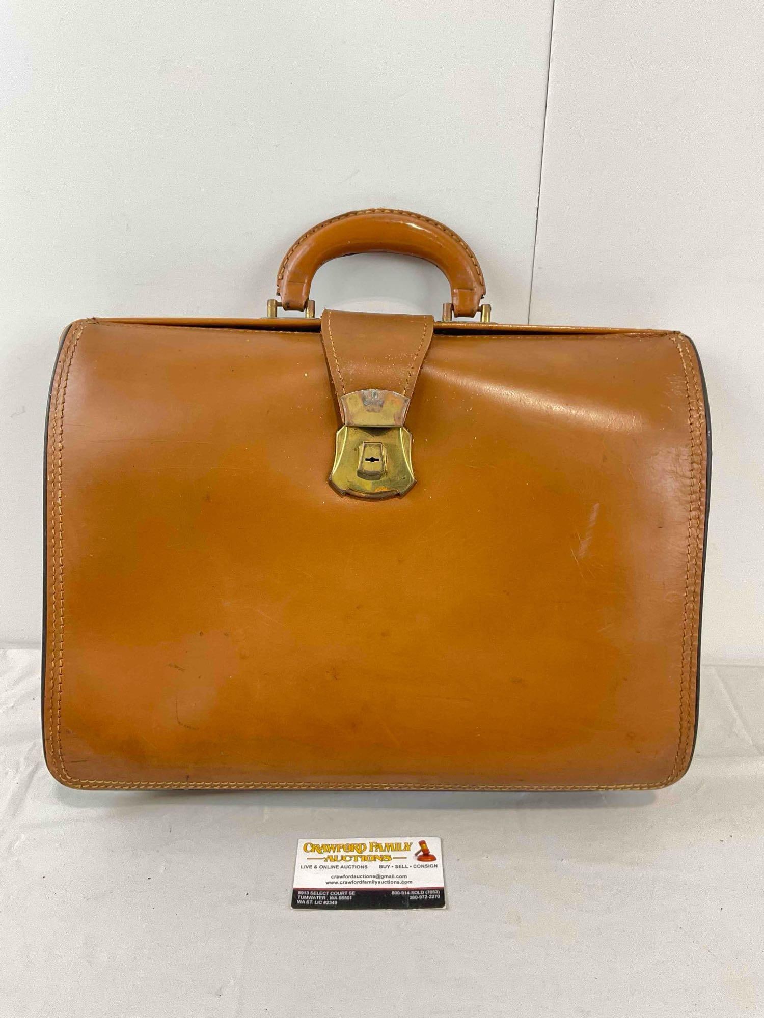Vintage Toffee Brown Leather Briefcase. Good Condition. See pics. (1 of 7)