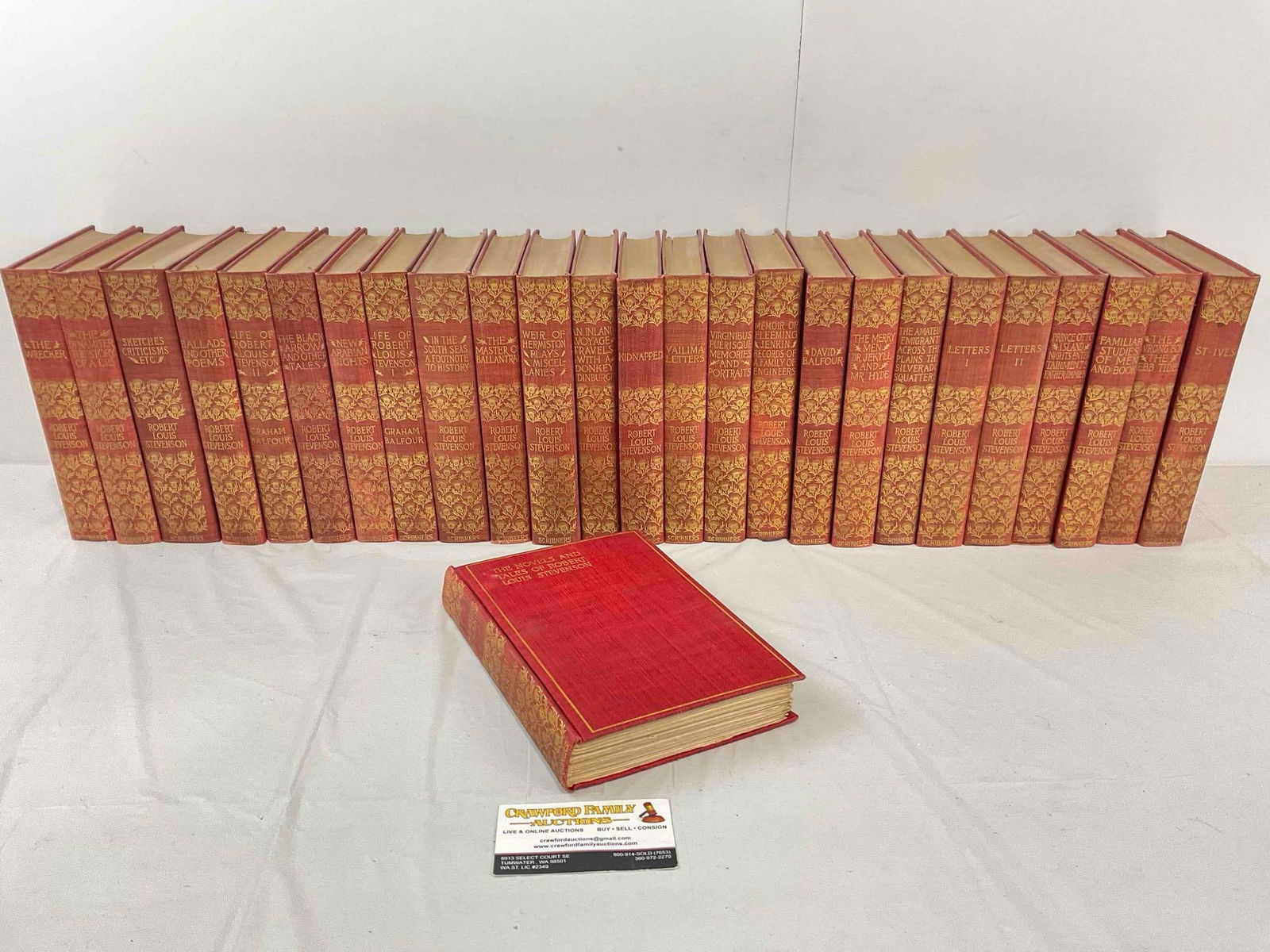 26 pcs Antique Scribner's Hardcover Volumes of Robert Louis Stevenson Novels & Tales. See pics. (1 of 9)