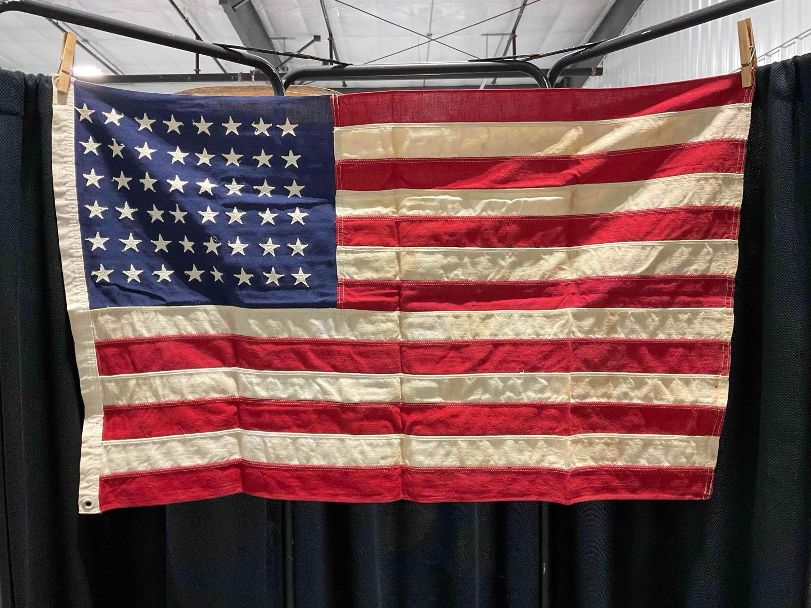 Vintage Bull Dog Bunting Wool 48 Star American Flag. Very Good Condition. Measures 34" x 22" (1 of 8)