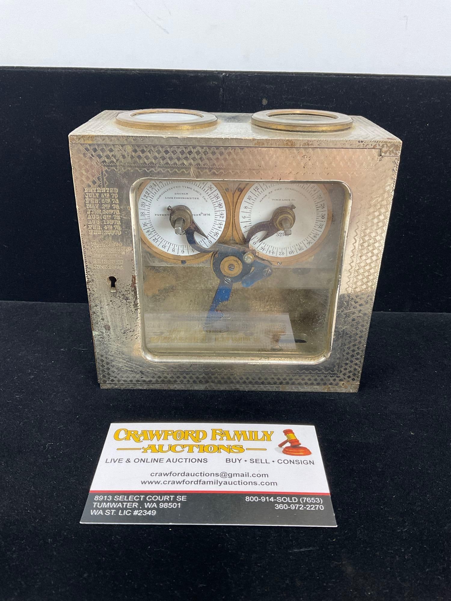 Antique Bank Vault Milton Dalton Concussion Time Lock, Consolidated Time Lock Co. 6h x 6w x 4d in (1 of 6)