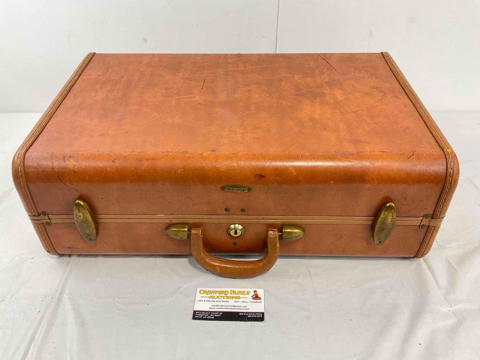 Vintage SAMSONITE Caramel Brown Plastic? Hard Shell Suitcase. Very Good Condition. See pics. (1 of 9)