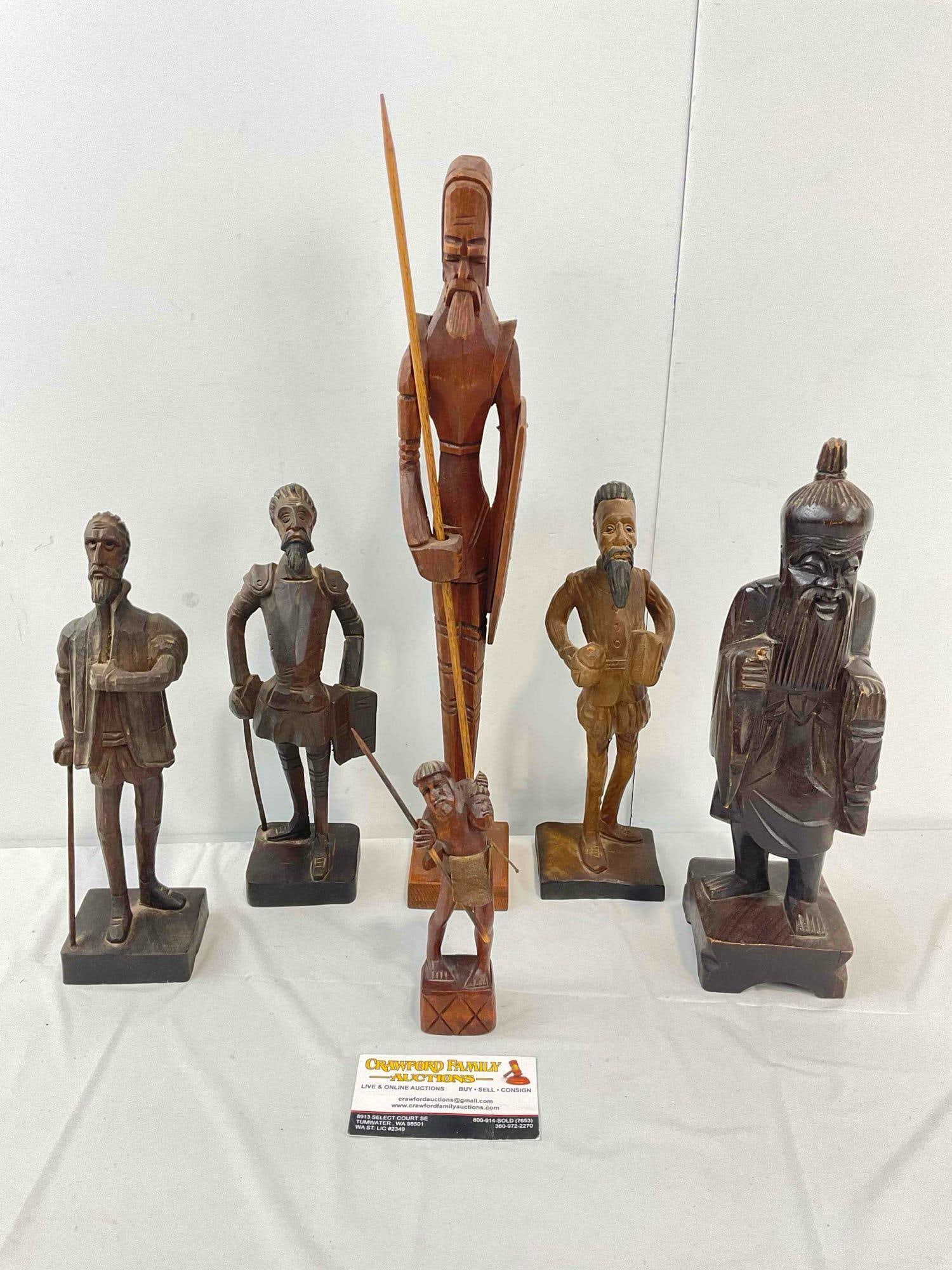 6 pcs Vintage Carved Wood Figure Souvenir Collection. Very Good Condition. See pics. (1 of 4)