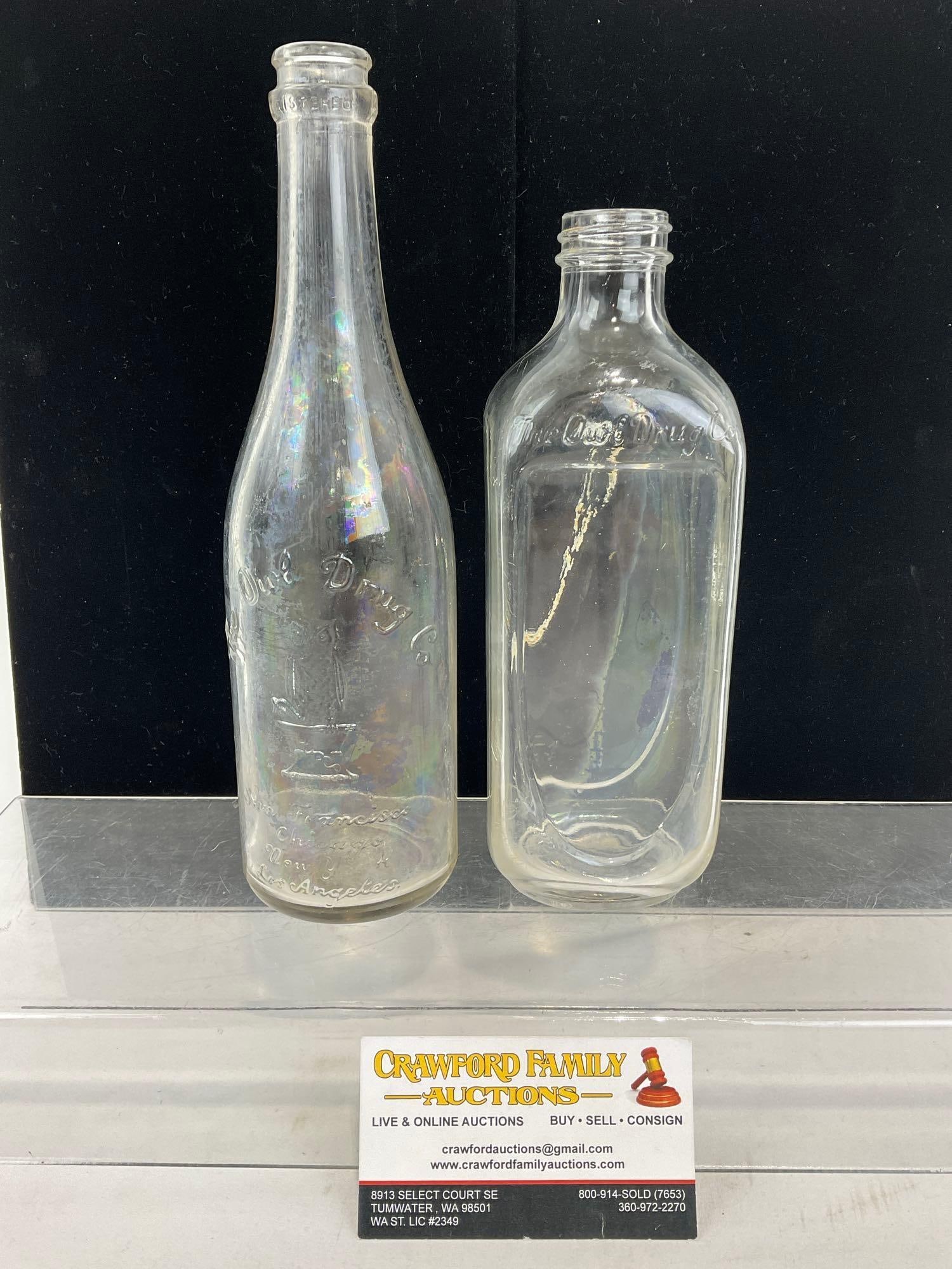 Pair of The Owl Drug Bottles, Clear Medicine Bottles, 11h x 6w x 4d inches (1 of 3)